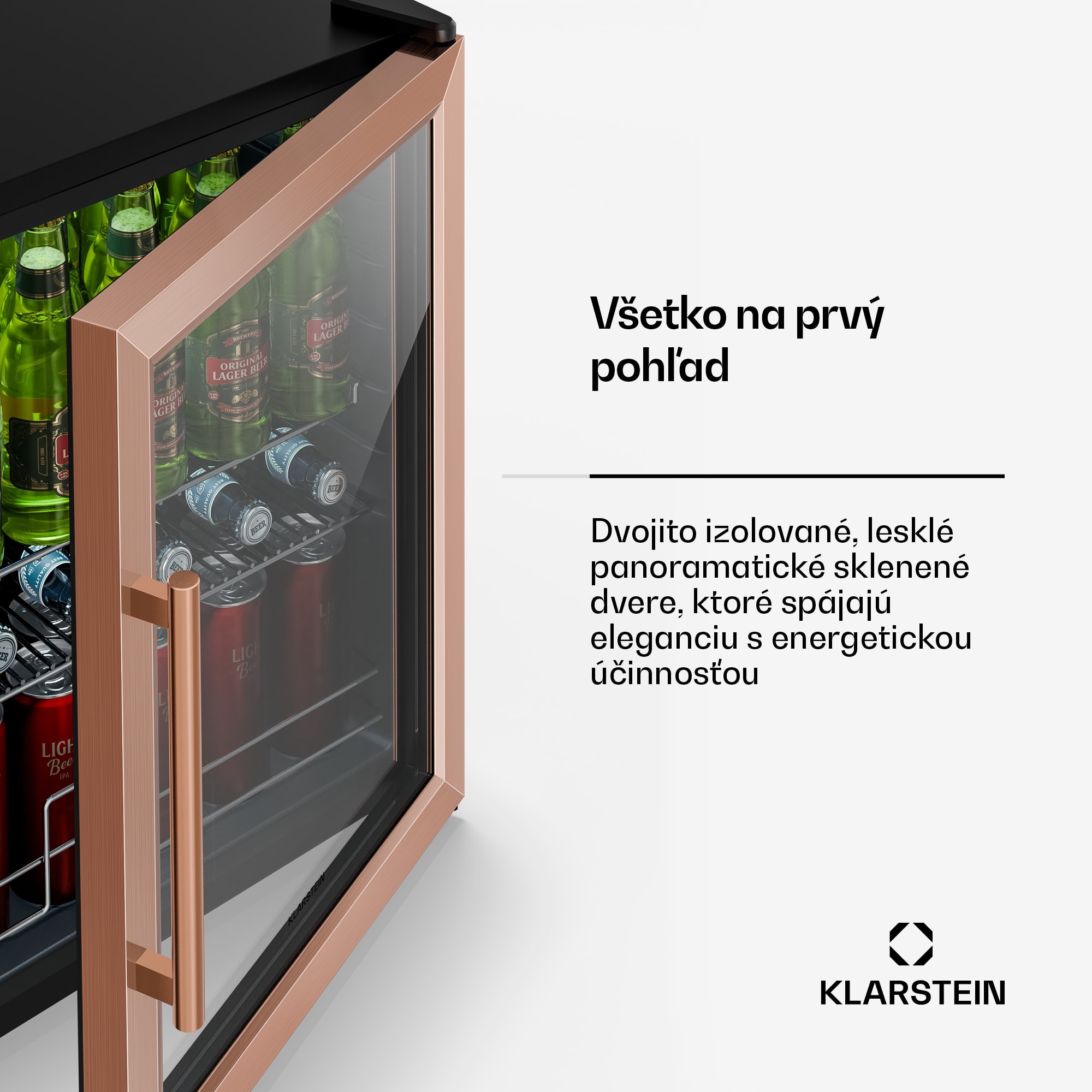 Klarstein Beersafe chladiaci nápojový box so sklom | 64 x 48 cm | 60 l | 85 W | medená/čierna – Obrázok 4
