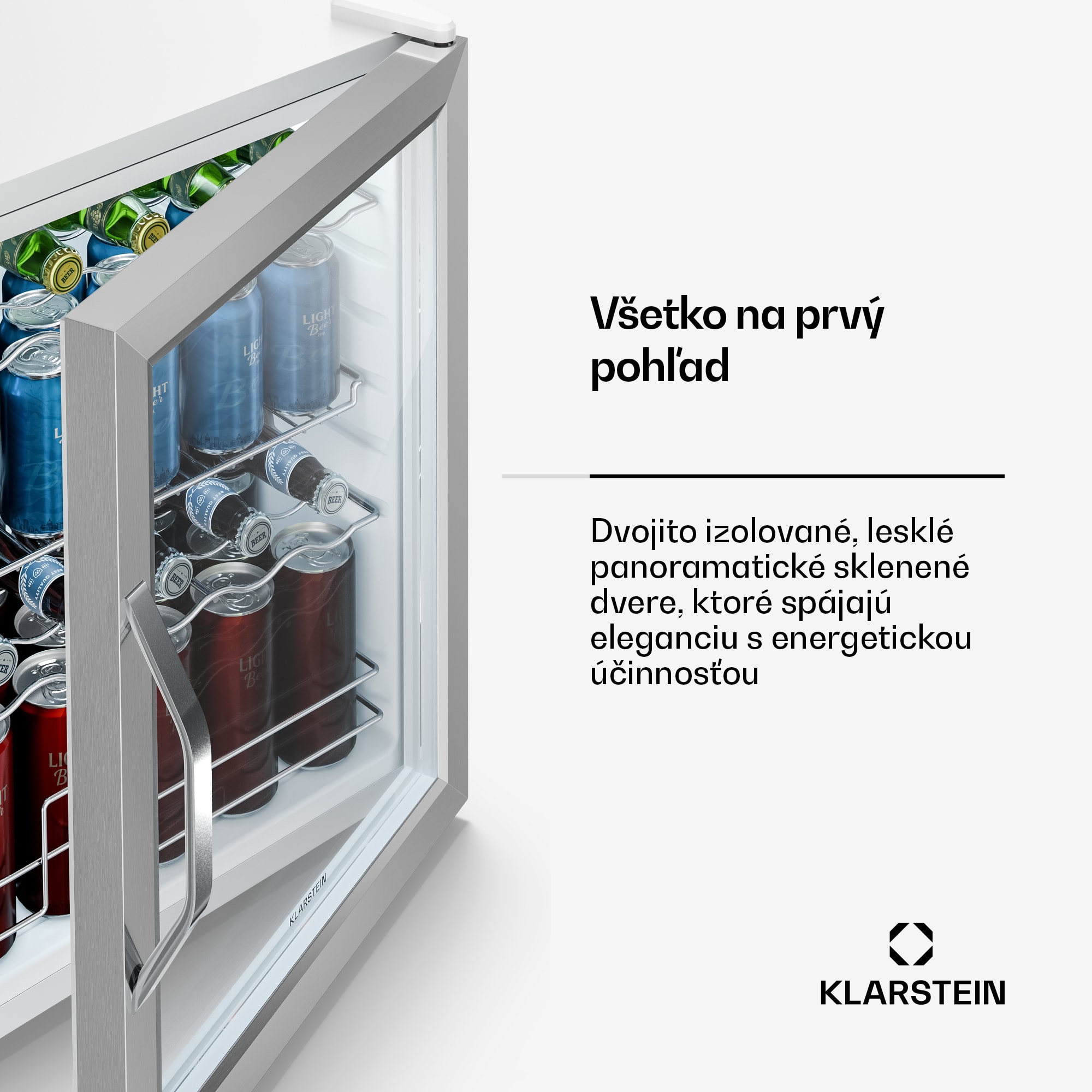 Klarstein Beersafe chladič nápojov so sklom | 64 x 48 cm | 60 l | 85 W | Strieborná/Biela – Obrázok 4