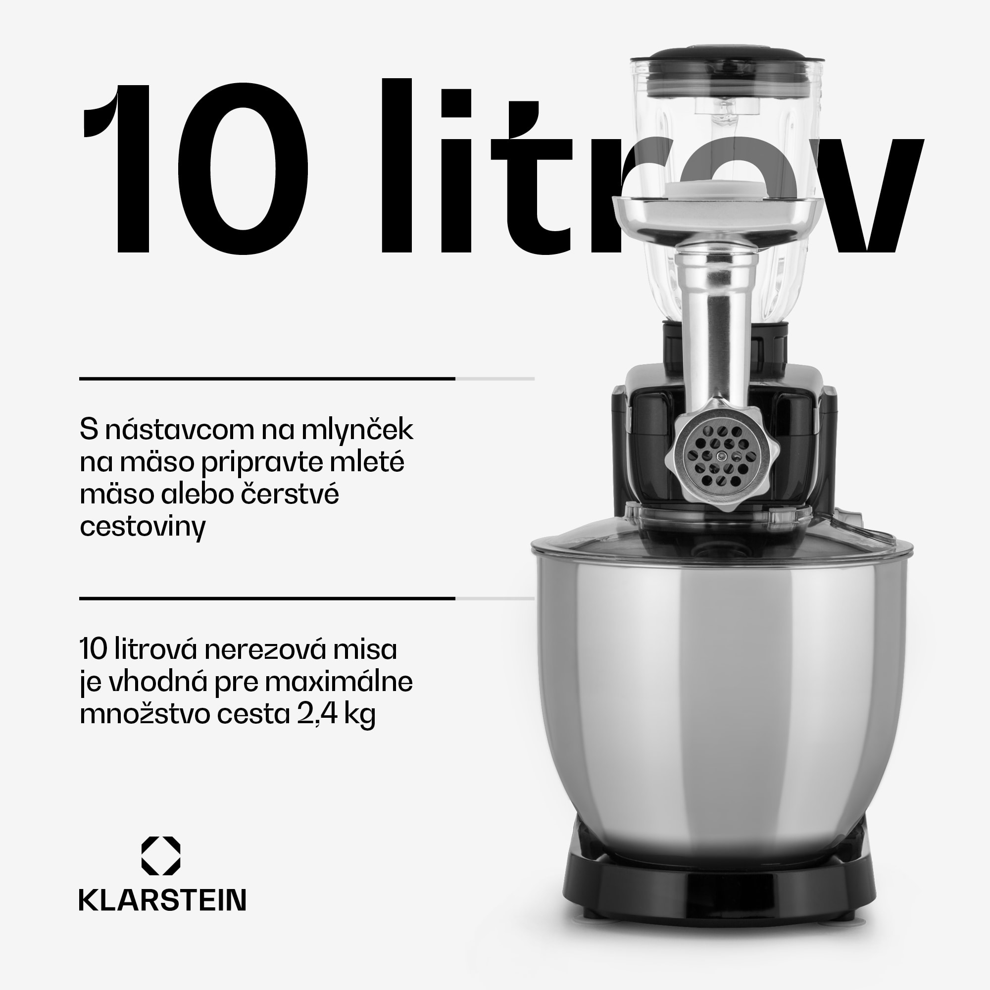 Klarstein Renata Rossa, kuchynský robot 3 v 1, 2000 W/2,7 PS, 10 l, nehrdzavejúca oceľ, bez BPA – Obrázok 3