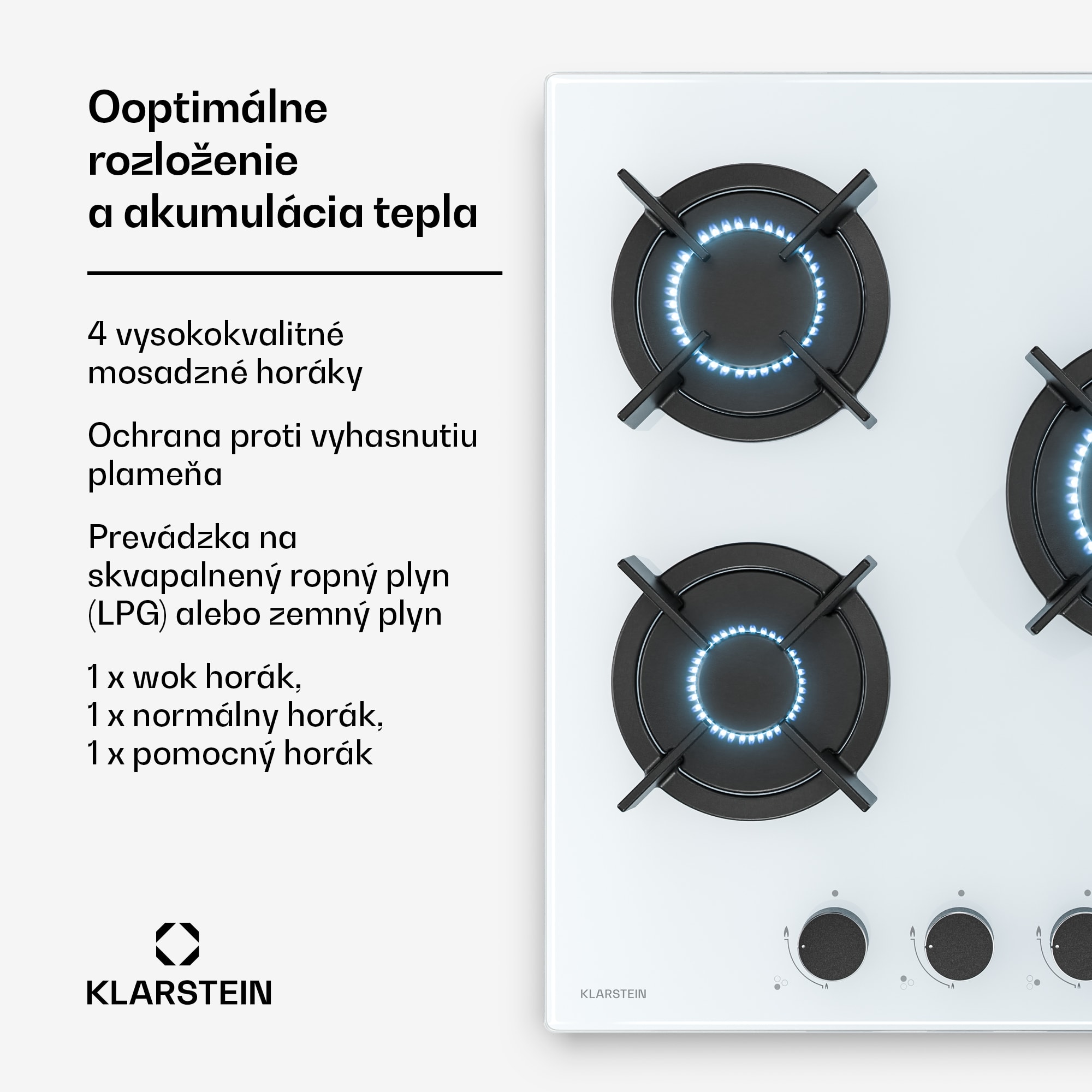 Klarstein Goldflame plynová varná doska | 3 horáky s elektrickým zapaľovaním | zemný plyn & LPG | 5800 W | 45 cm – Obrázok 2