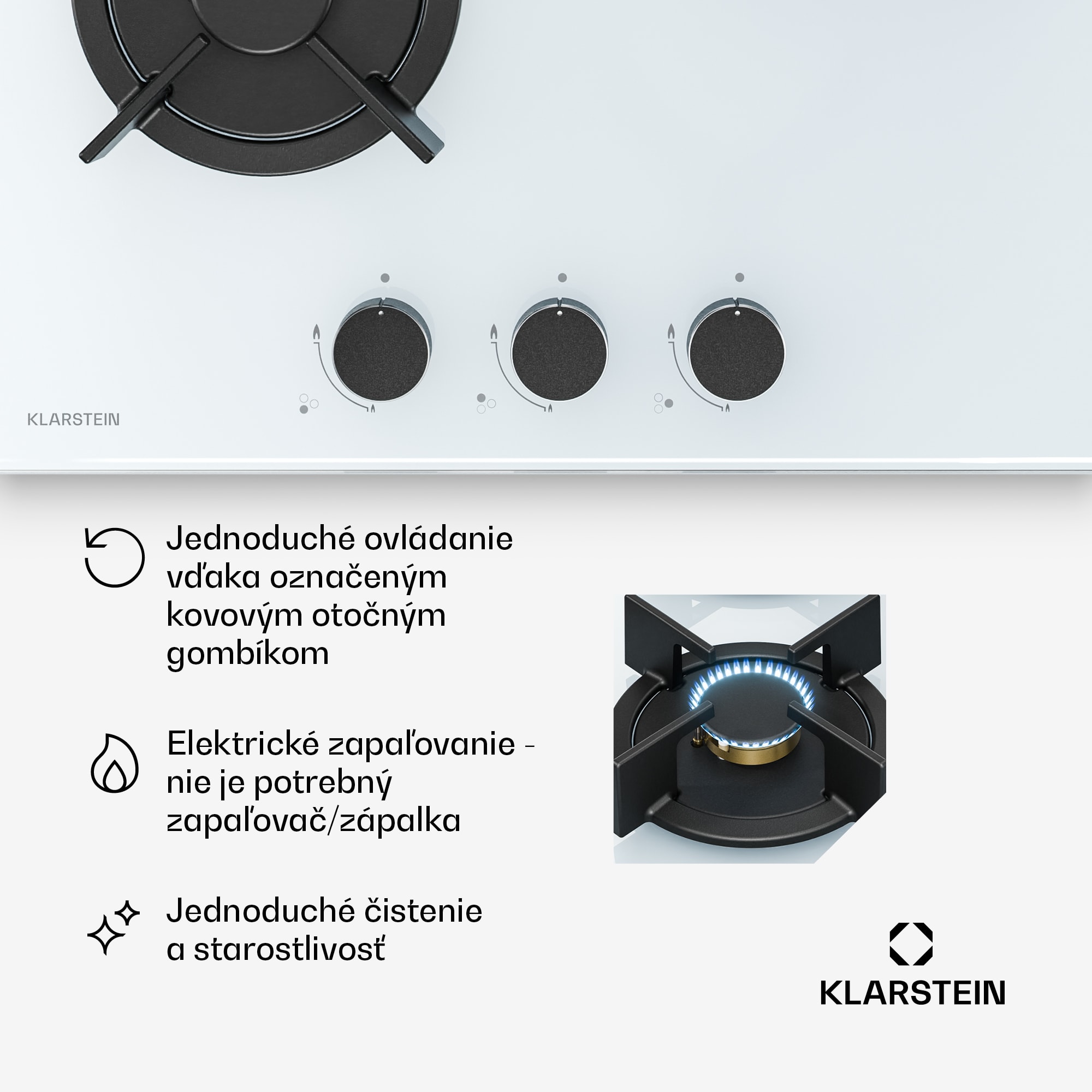 Klarstein Goldflame plynová varná doska | 3 horáky s elektrickým zapaľovaním | zemný plyn & LPG | 5800 W | 45 cm – Obrázok 4