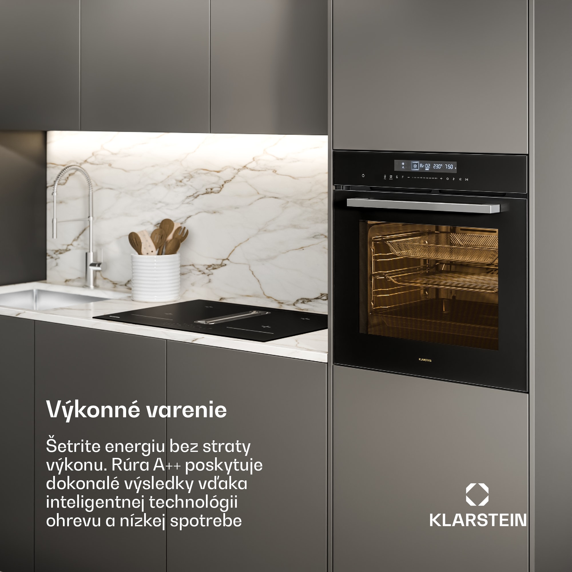 Klarstein Airjet rúra | elektrický sporák s funkciou teplovzdušného fritovania | 2900 W | 72 l | 60 cm