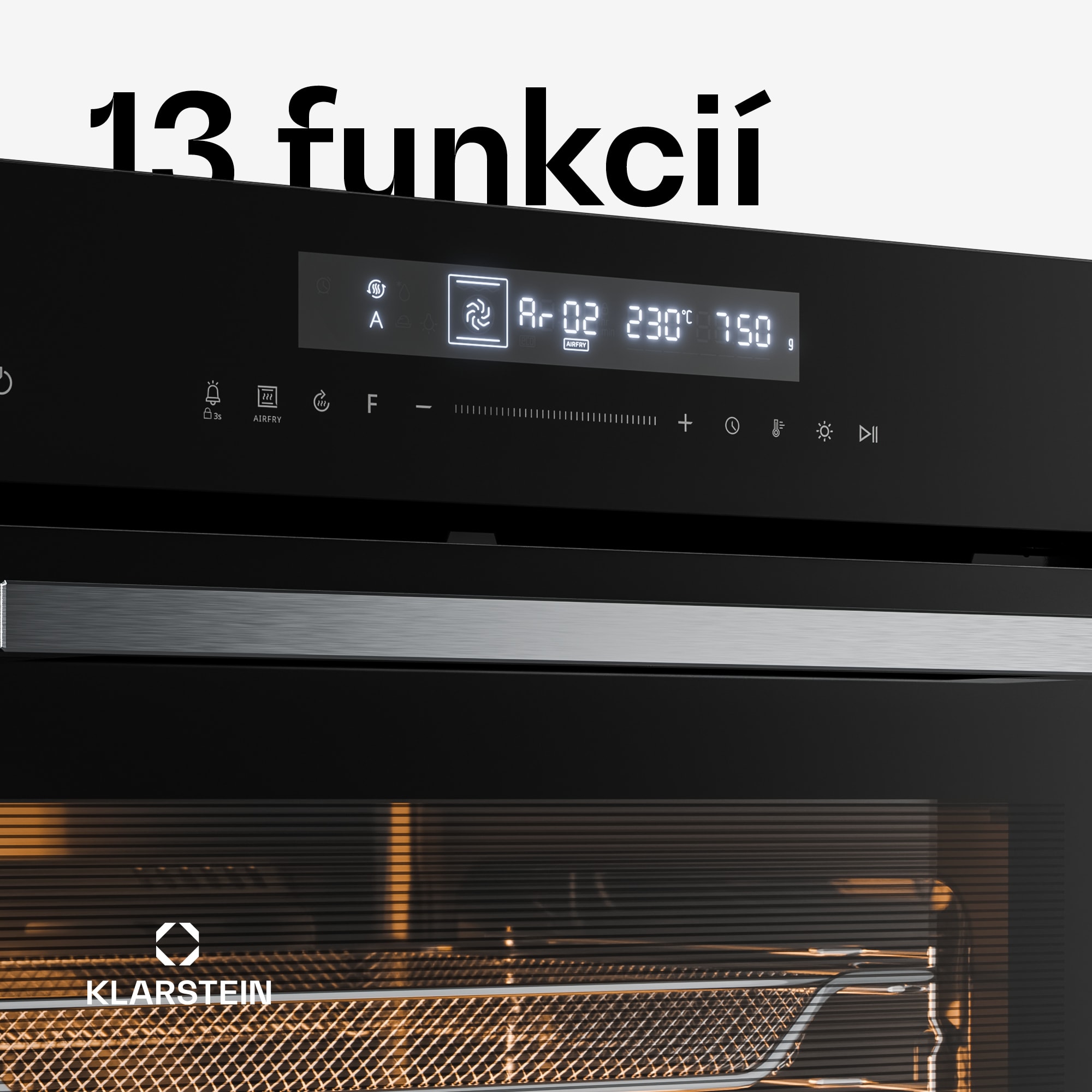 Klarstein Airjet rúra | elektrický sporák s funkciou teplovzdušného fritovania | 2900 W | 72 l | 60 cm – Obrázok 2