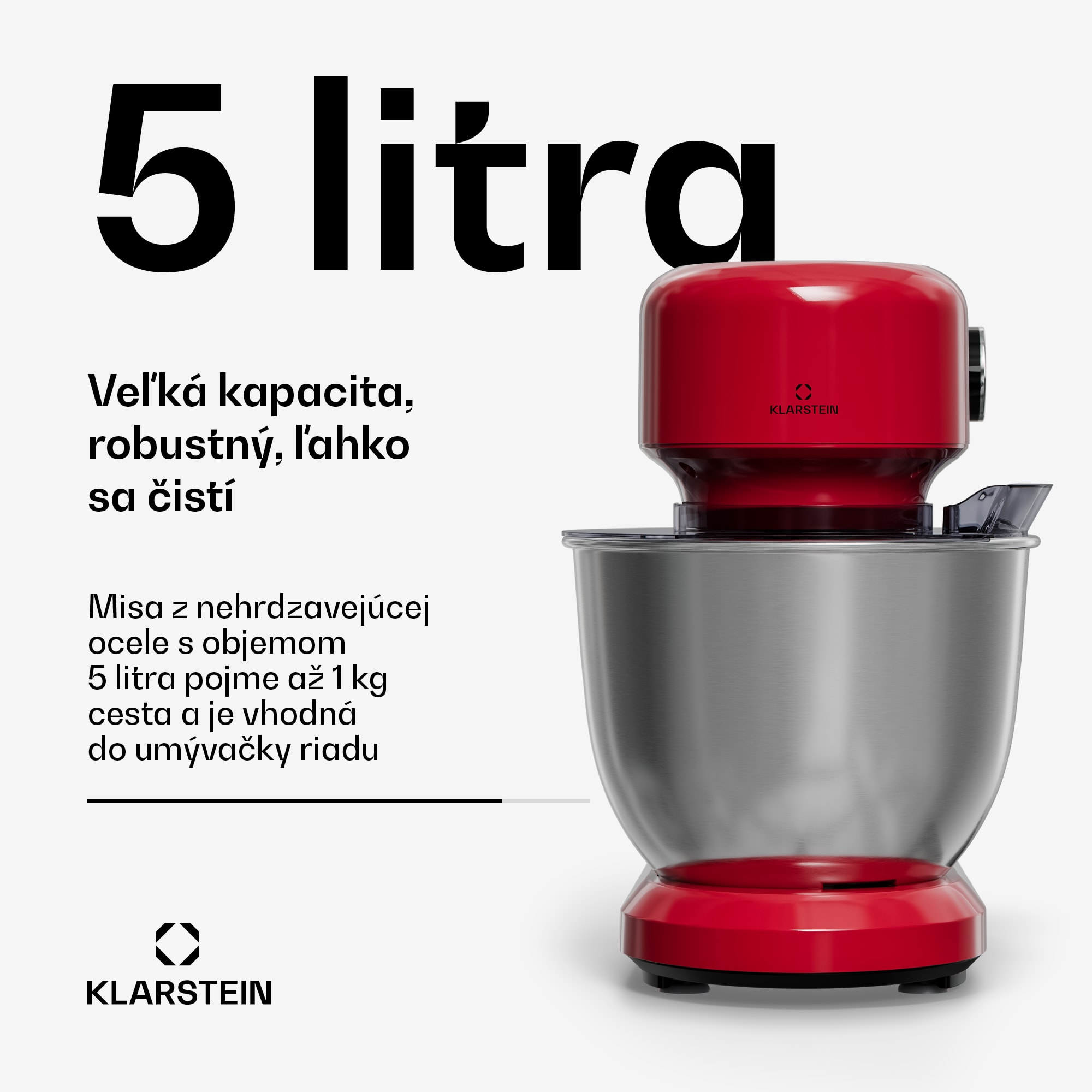 Klarstein Bella Evo kuchynský robot | Planetárny miešací systém | 3 miešacie nadstavce | 1500 W | 5 l – Obrázok 2