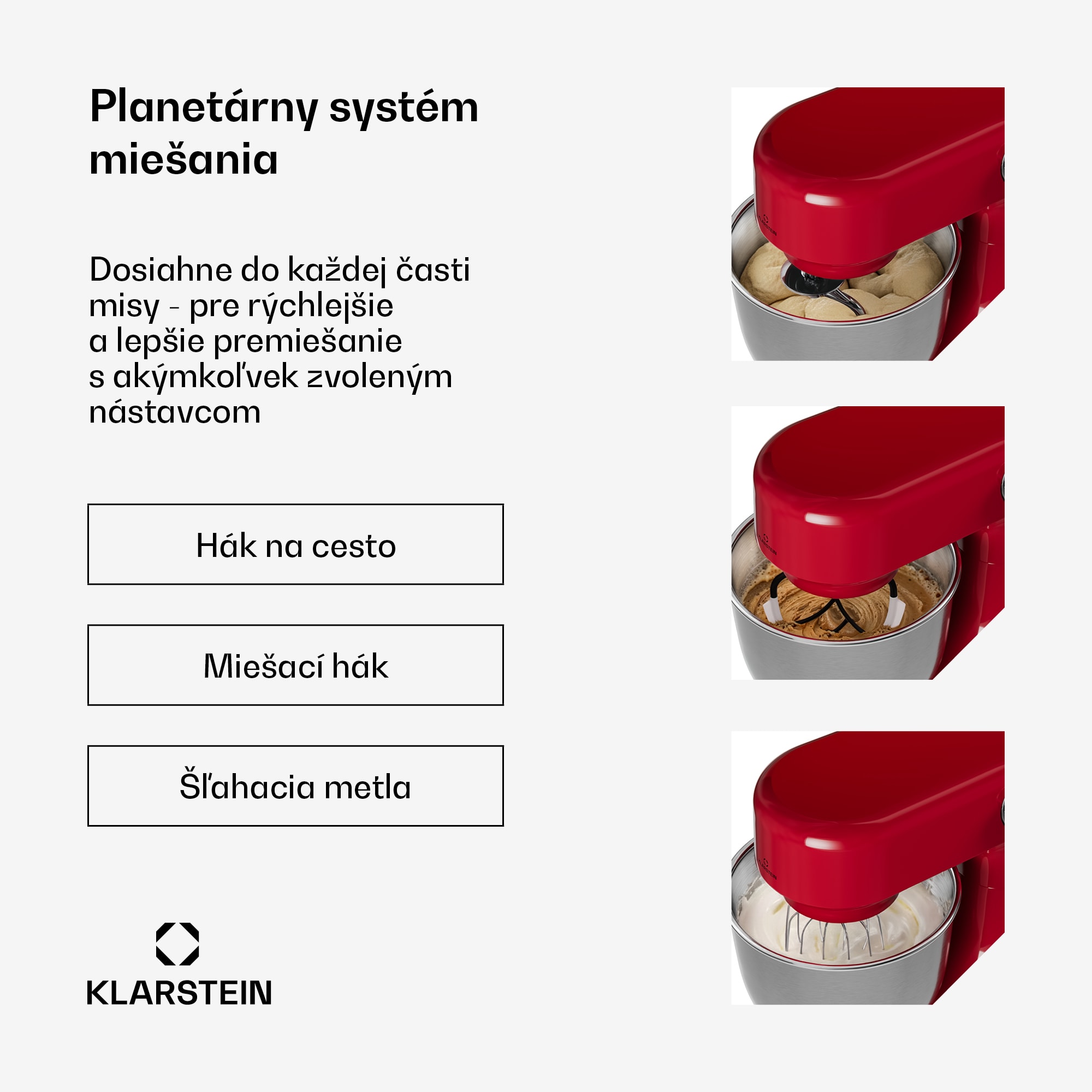 Klarstein Bella Evo kuchynský robot | Planetárny miešací systém | 3 miešacie nadstavce | 1500 W | 5 l – Obrázok 4