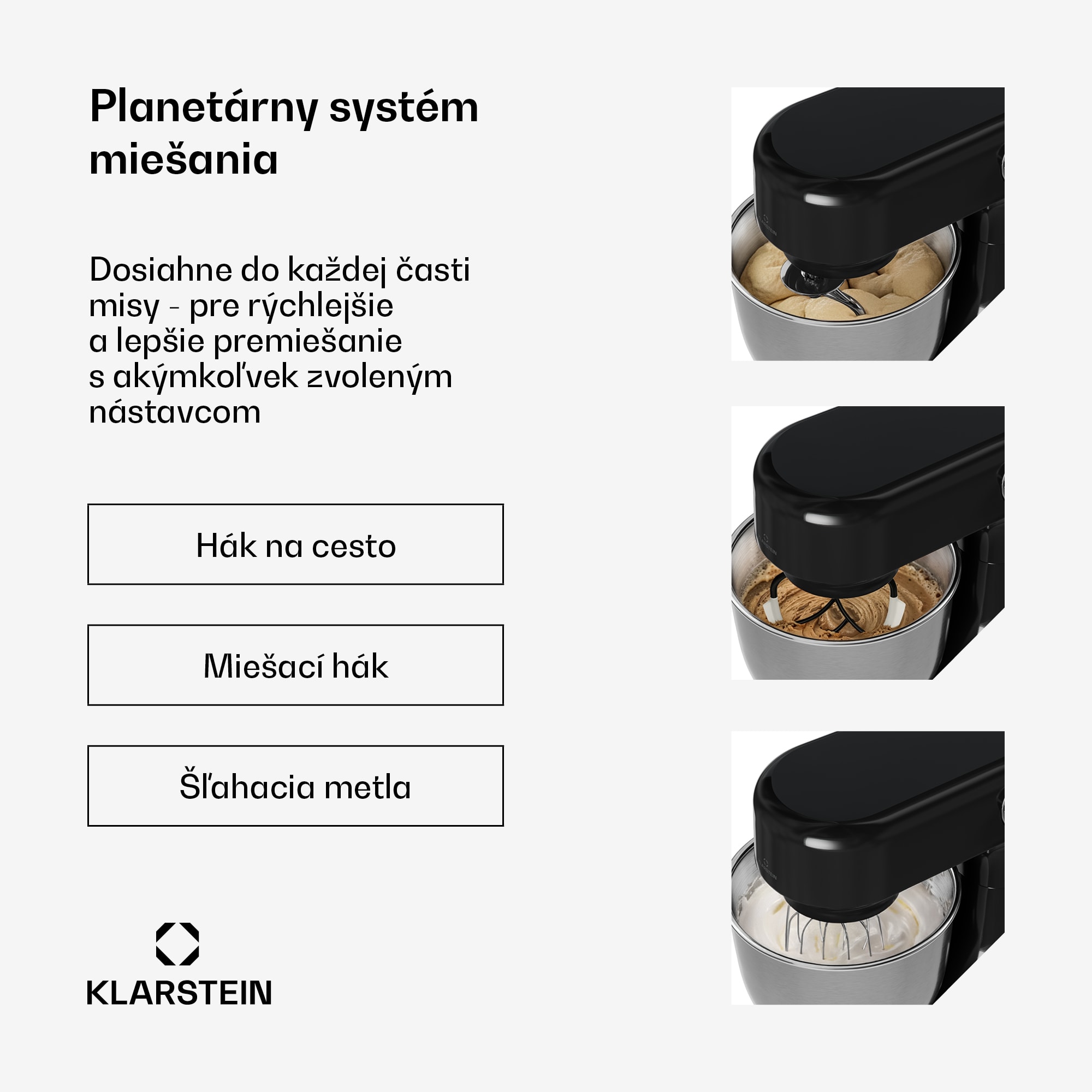 Klarstein Bella Evo kuchynský robot | Planetárny miešací systém | 3 miešacie nadstavce | 1500 W | 5 l – Obrázok 4