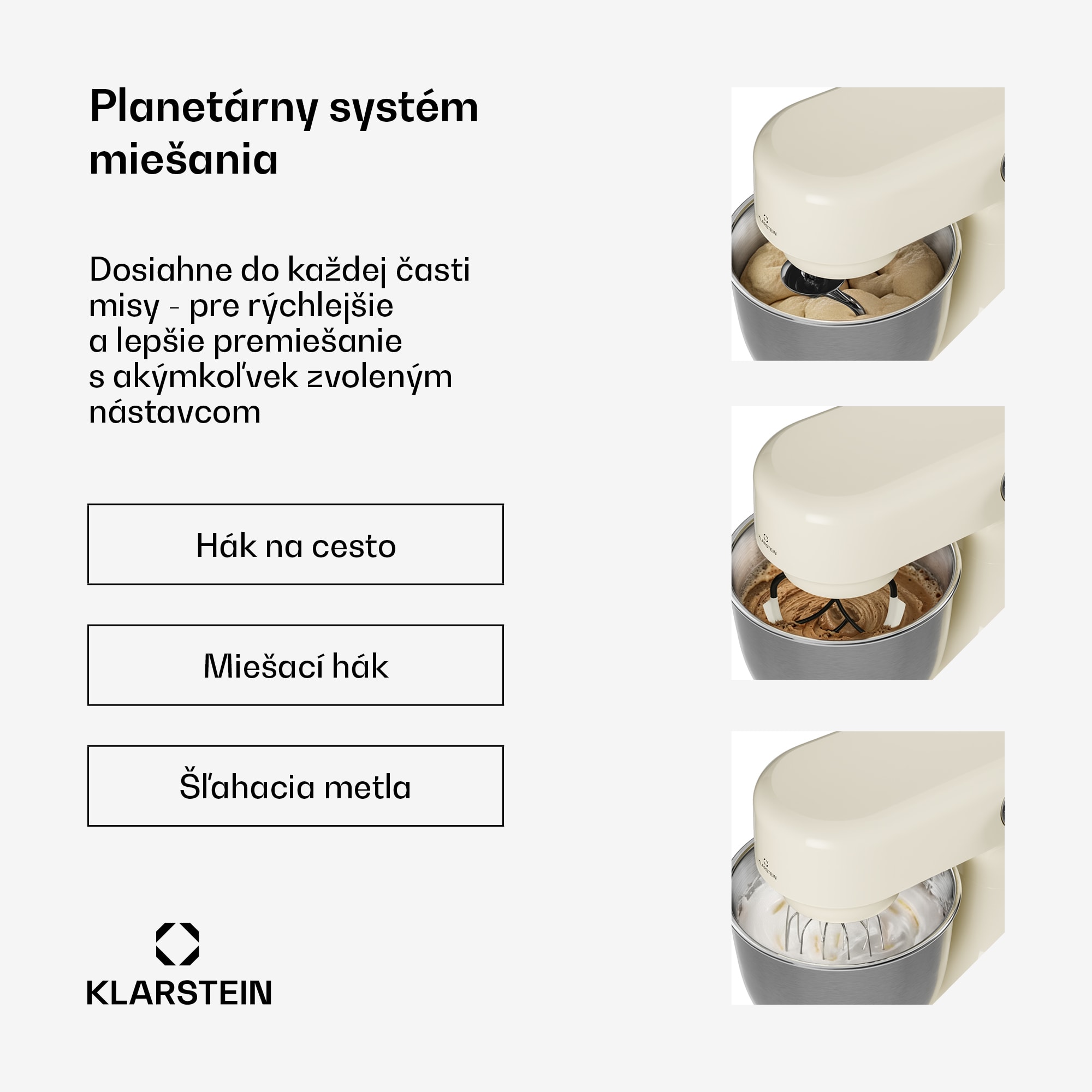 Klarstein Bella Evo kuchynský robot | Planetárny miešací systém | 3 miešacie nadstavce | 1500 W | 5 l – Obrázok 4