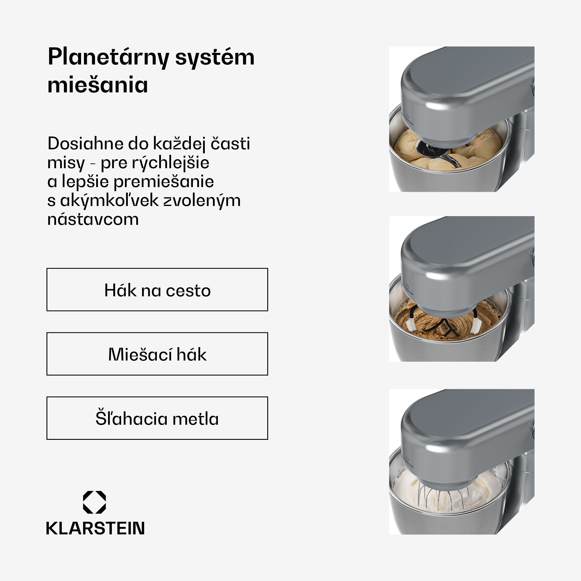 Klarstein Bella Evo kuchynský robot | Planetárny miešací systém | 3 miešacie nadstavce | 1500 W | 5 l – Obrázok 4