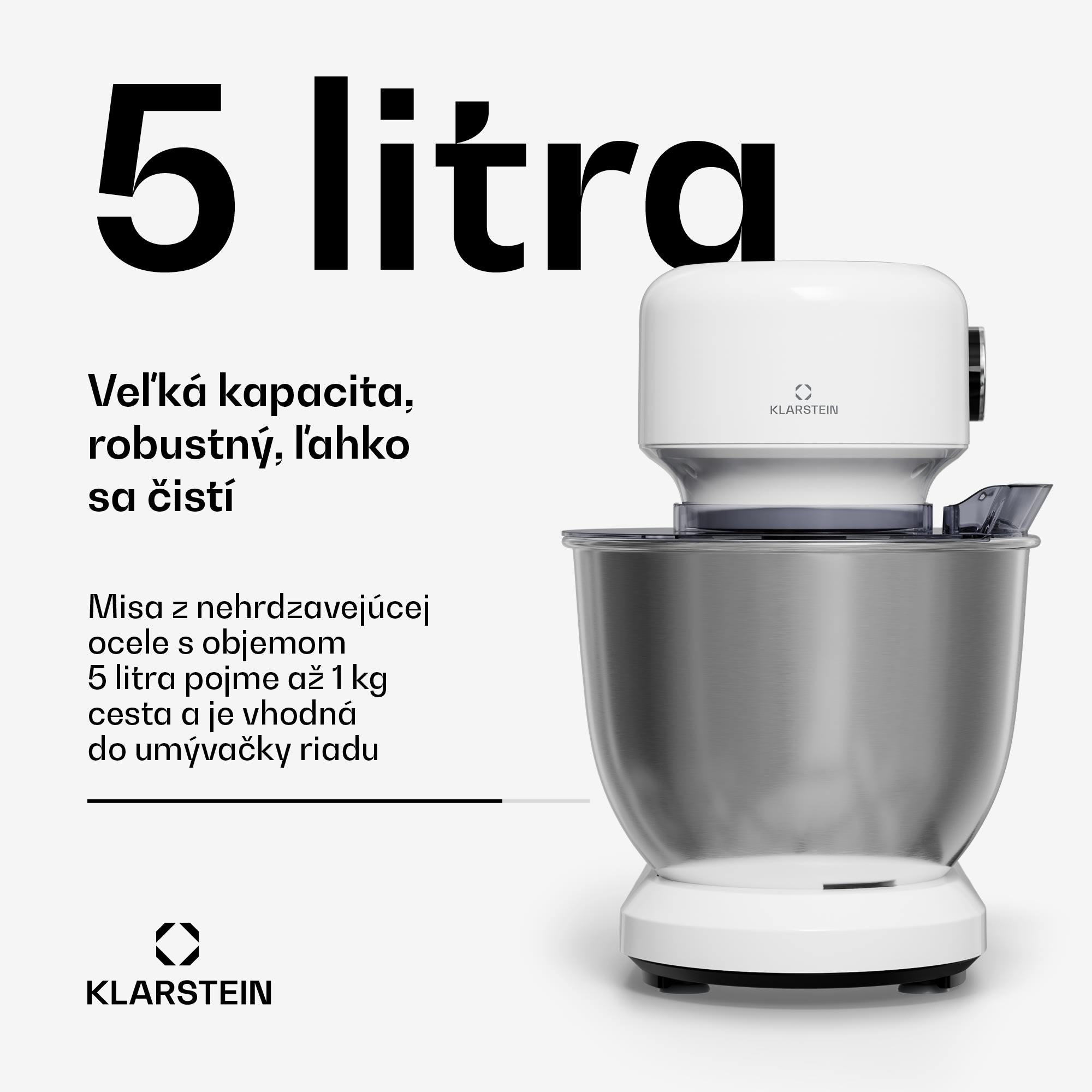 Klarstein Bella Evo kuchynský robot | Planetárny miešací systém | 3 miešacie nadstavce | 1500 W | 5 l – Obrázok 2