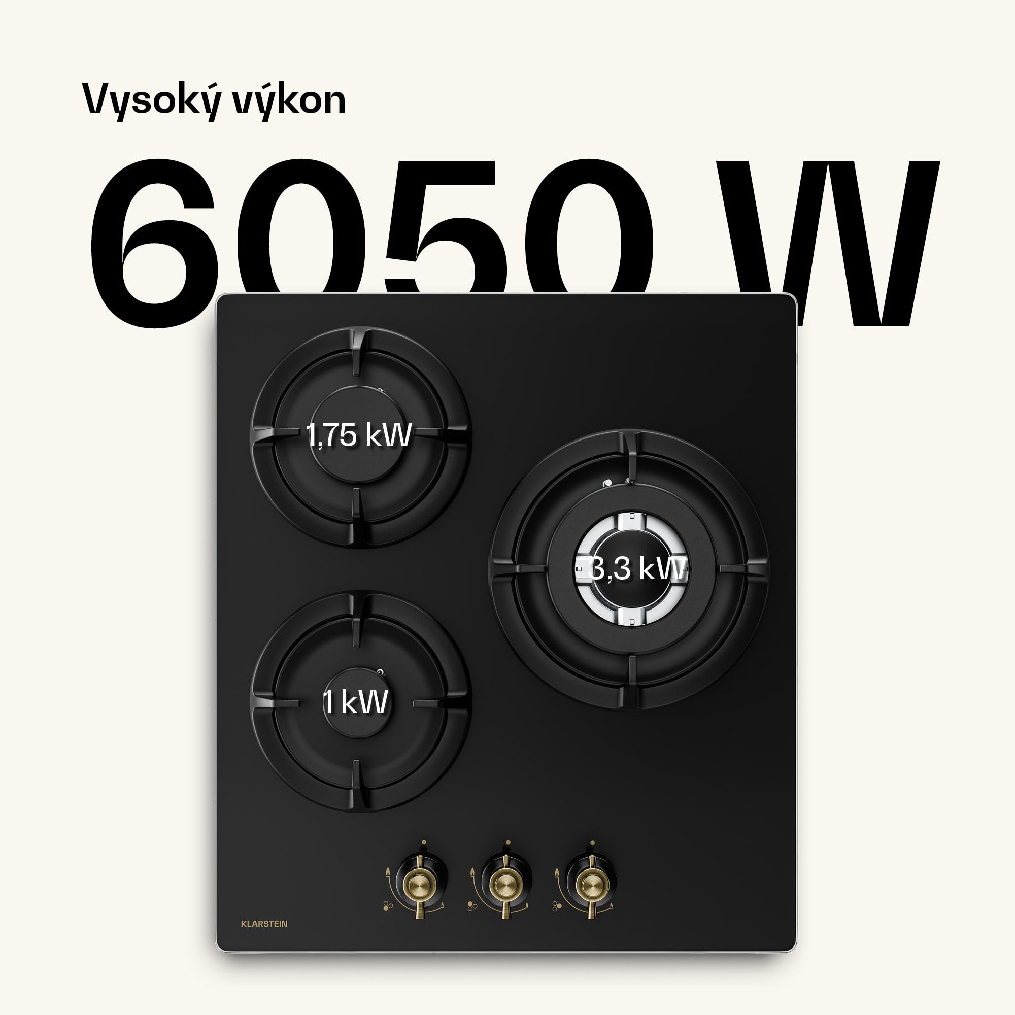 Klarstein Victoria plynová varná doska | 3 hliníkové horáky | kompatibilná s zemným plynom a LPG | 6050 W | 45 cm – Obrázok 2