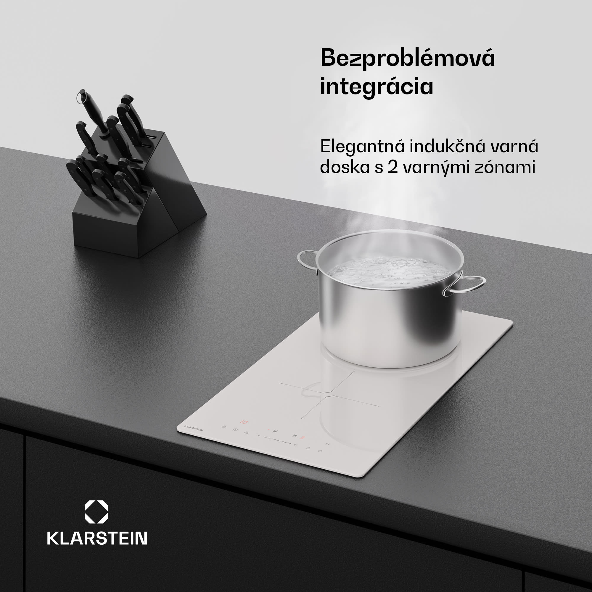 Klarstein PowerGlide indukčná varná doska | Moderná, kompaktná a výkonná | 2 varné zóny | 3500 W | 30 cm