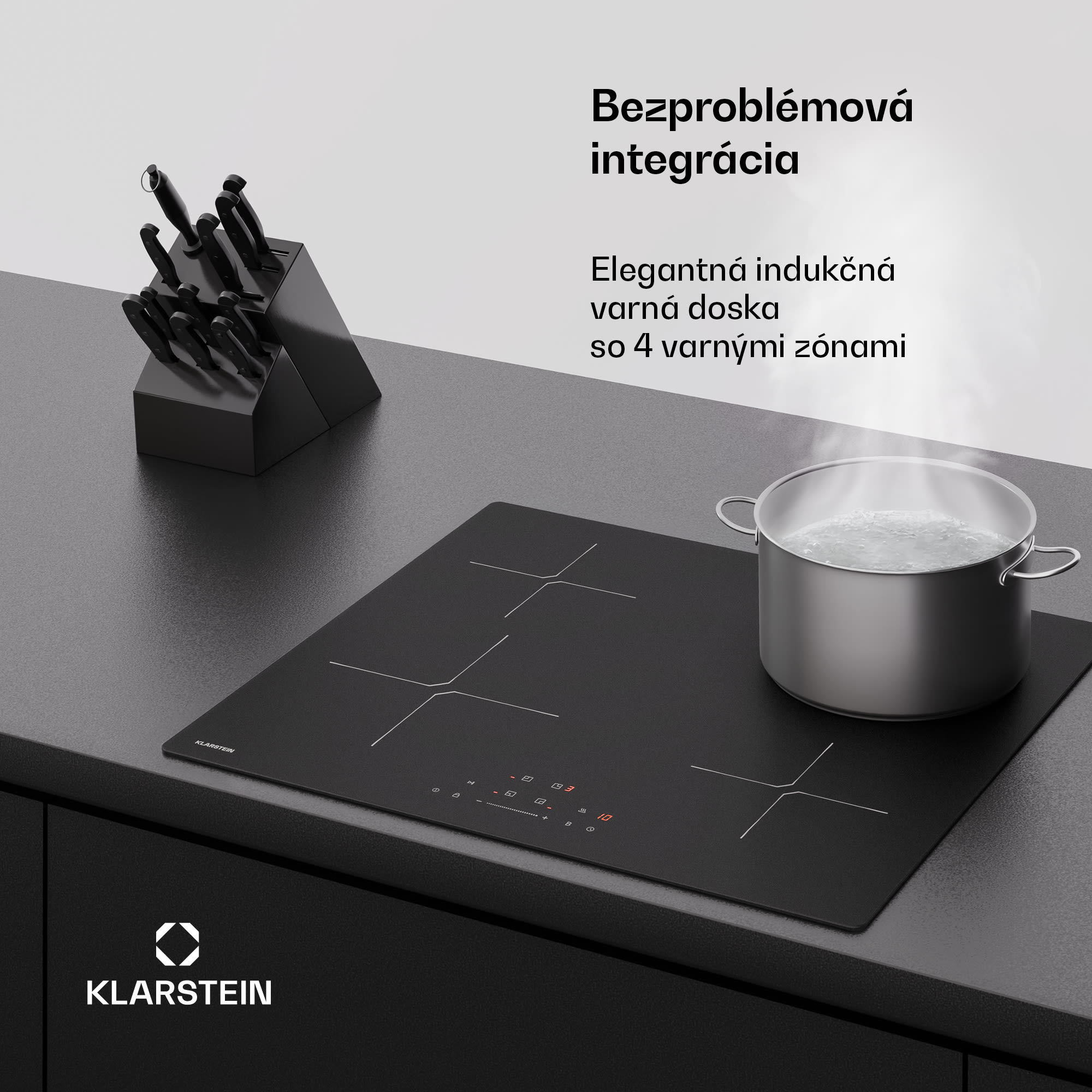 Klarstein PowerGlide indukčná varná doska | Odolná proti poškriabaniu | 4 varné zóny | 7400 W | 60 cm