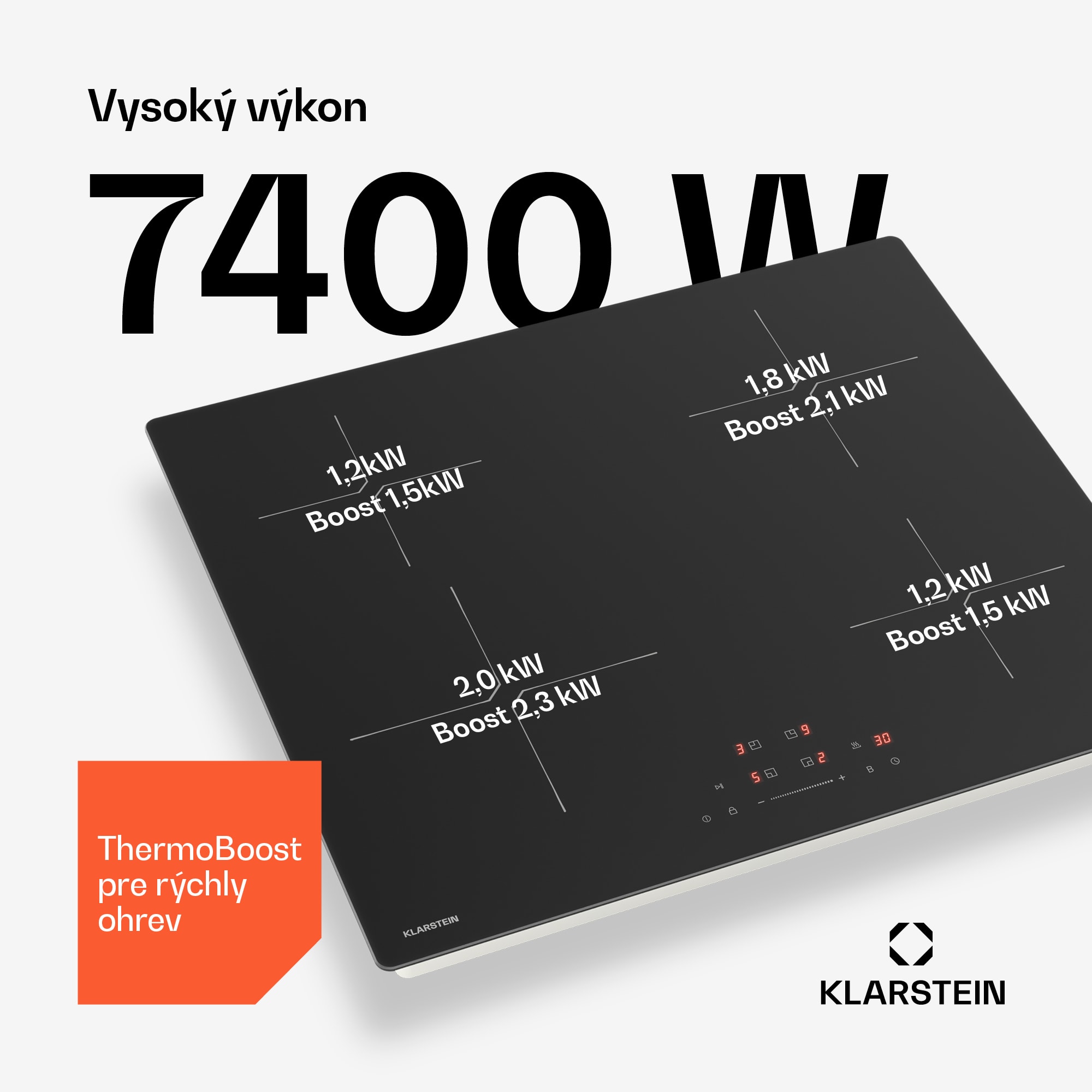 Klarstein PowerGlide indukčná varná doska | Odolná proti poškriabaniu | 4 varné zóny | 7400 W | 60 cm – Obrázok 2