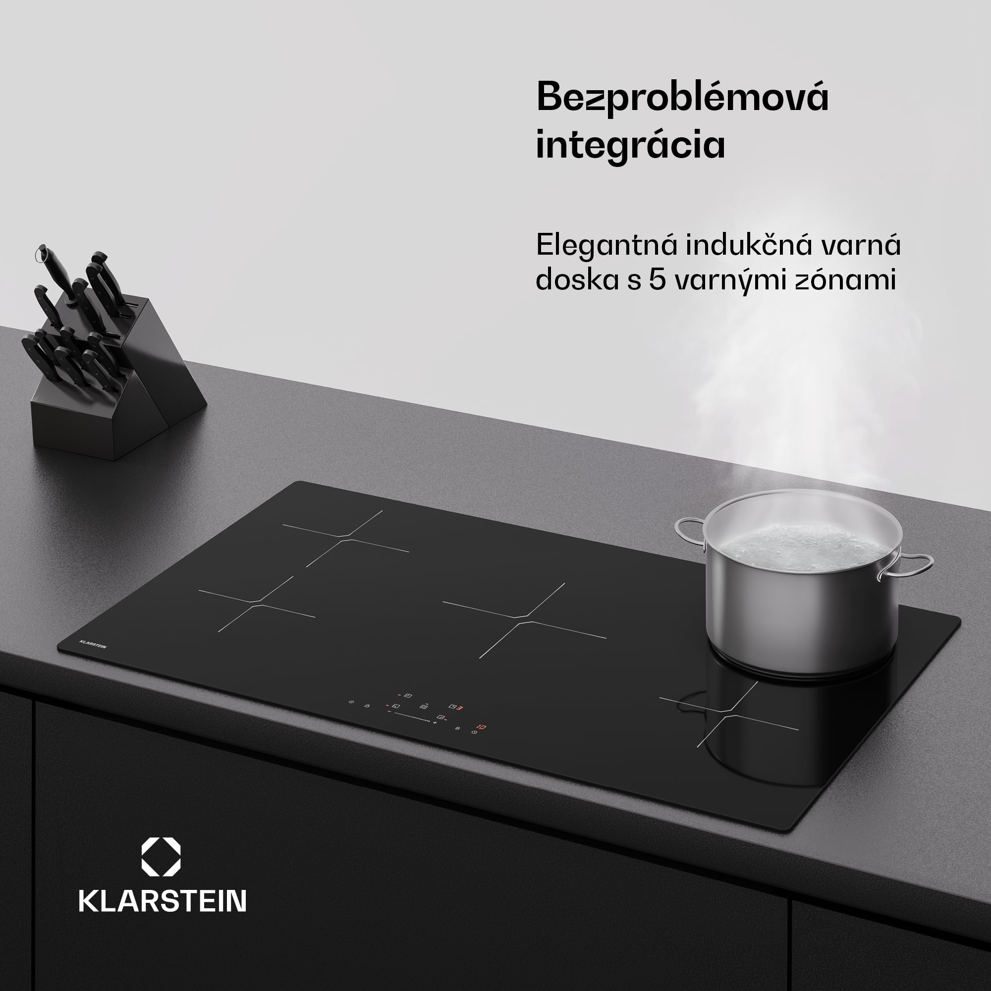 Klarstein PowerGlide indukčná varná doska | Moderná a výkonná | 5 varných zón | 9800 W | 90 cm