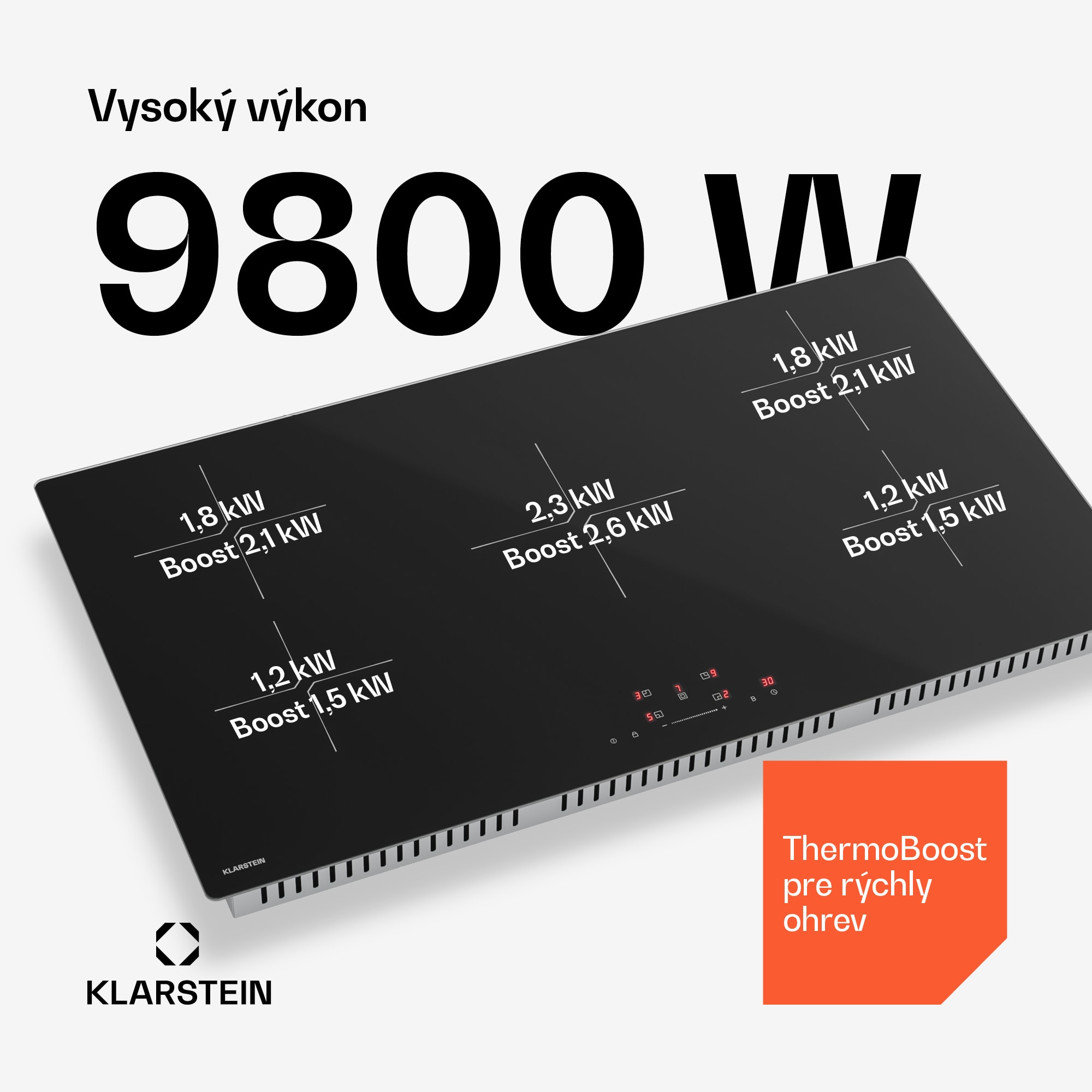 Klarstein PowerGlide indukčná varná doska | Moderná a výkonná | 5 varných zón | 9800 W | 90 cm – Obrázok 2