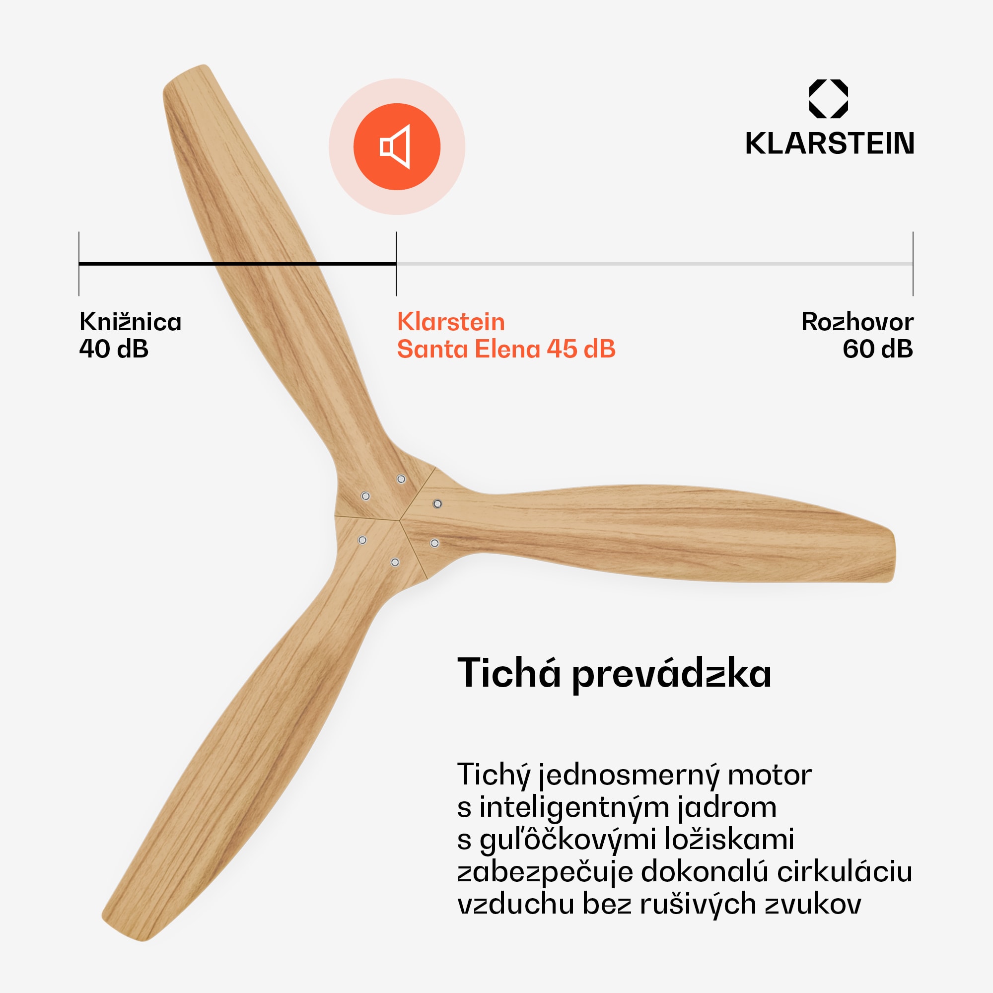Klarstein Stropný ventilátor Santa Elena | 132 cm | 35 W | 25 m² | Tichý chod | Drevo – Obrázok 3