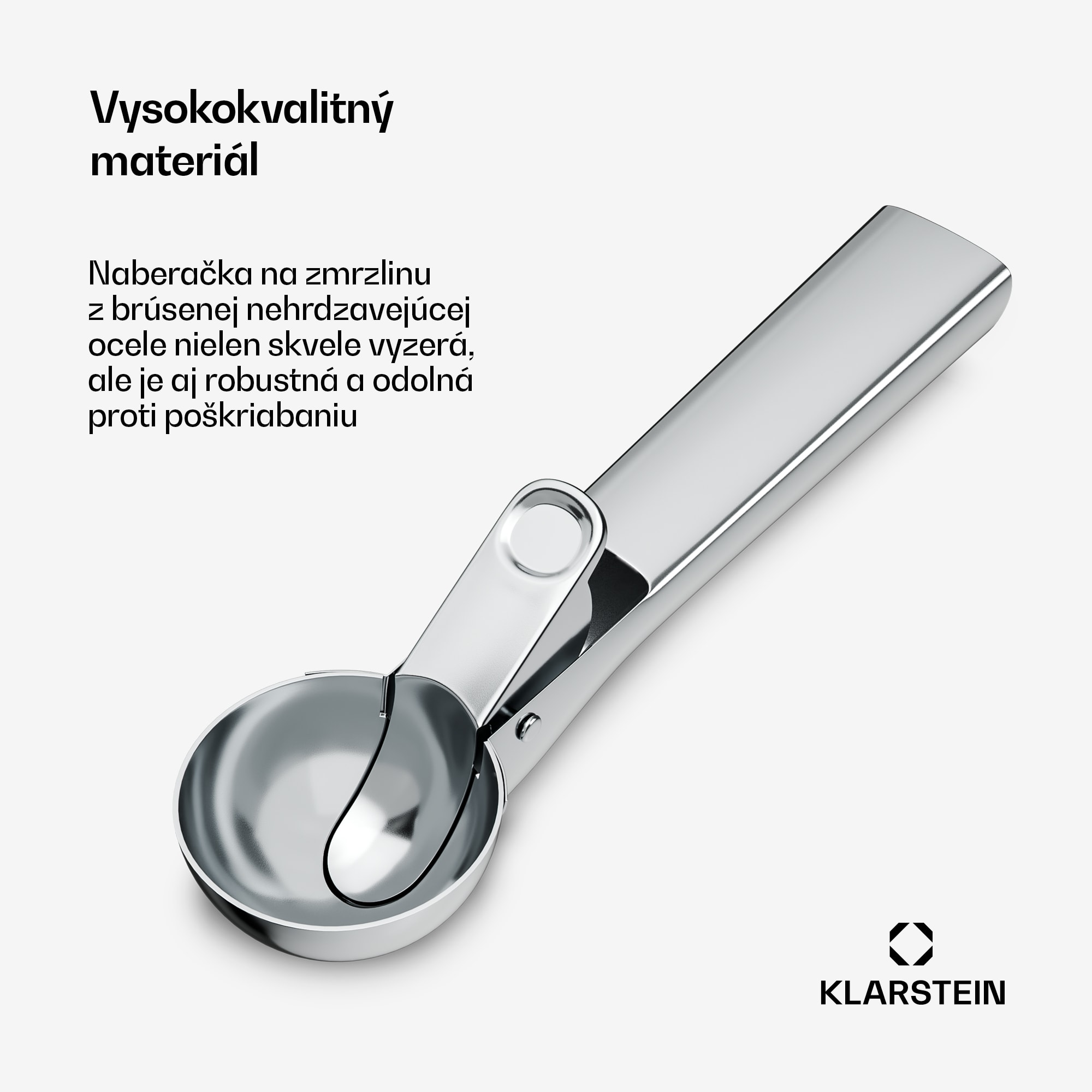 Klarstein FrostFusion zmrzlinová naberačka | nerezová oceľ | odolná voči korózii | odolná proti poškriabaniu | ergonomická | vhodná do umývačky riadu – Obrázok 3