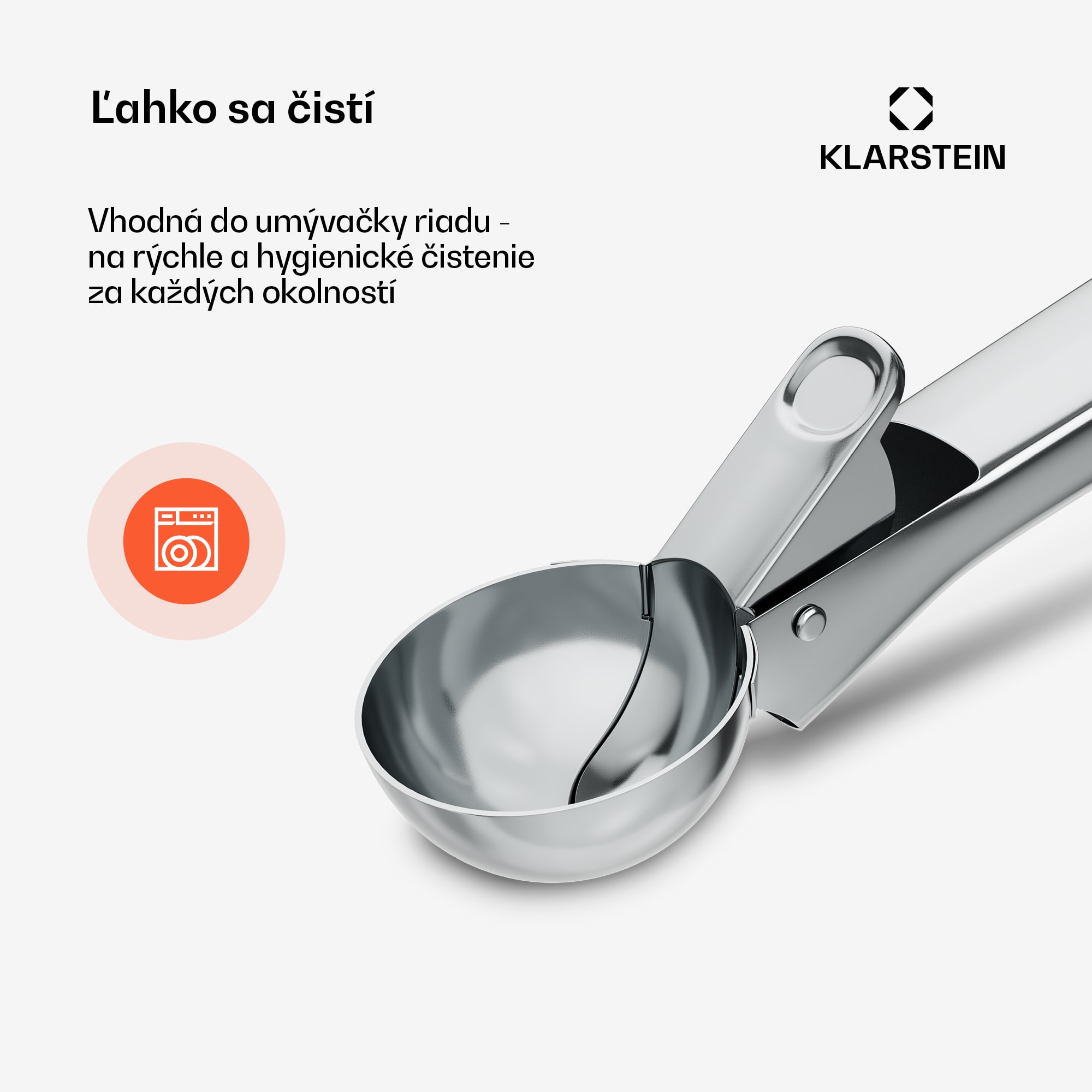 Klarstein FrostFusion zmrzlinová naberačka | nerezová oceľ | odolná voči korózii | odolná proti poškriabaniu | ergonomická | vhodná do umývačky riadu – Obrázok 4
