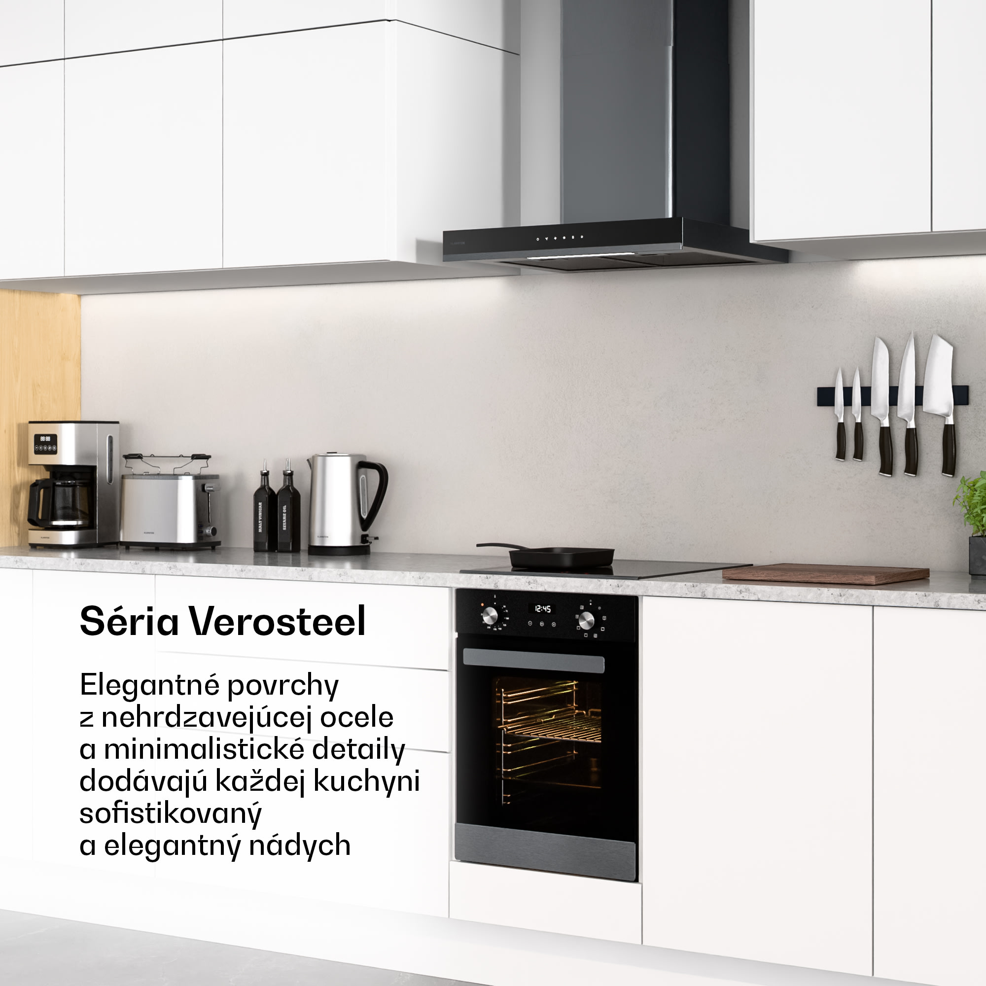 Klarstein Verosteel vstavaná rúra | 45 cm | 49 l | Energetická trieda A | 2000 W | Čierna
