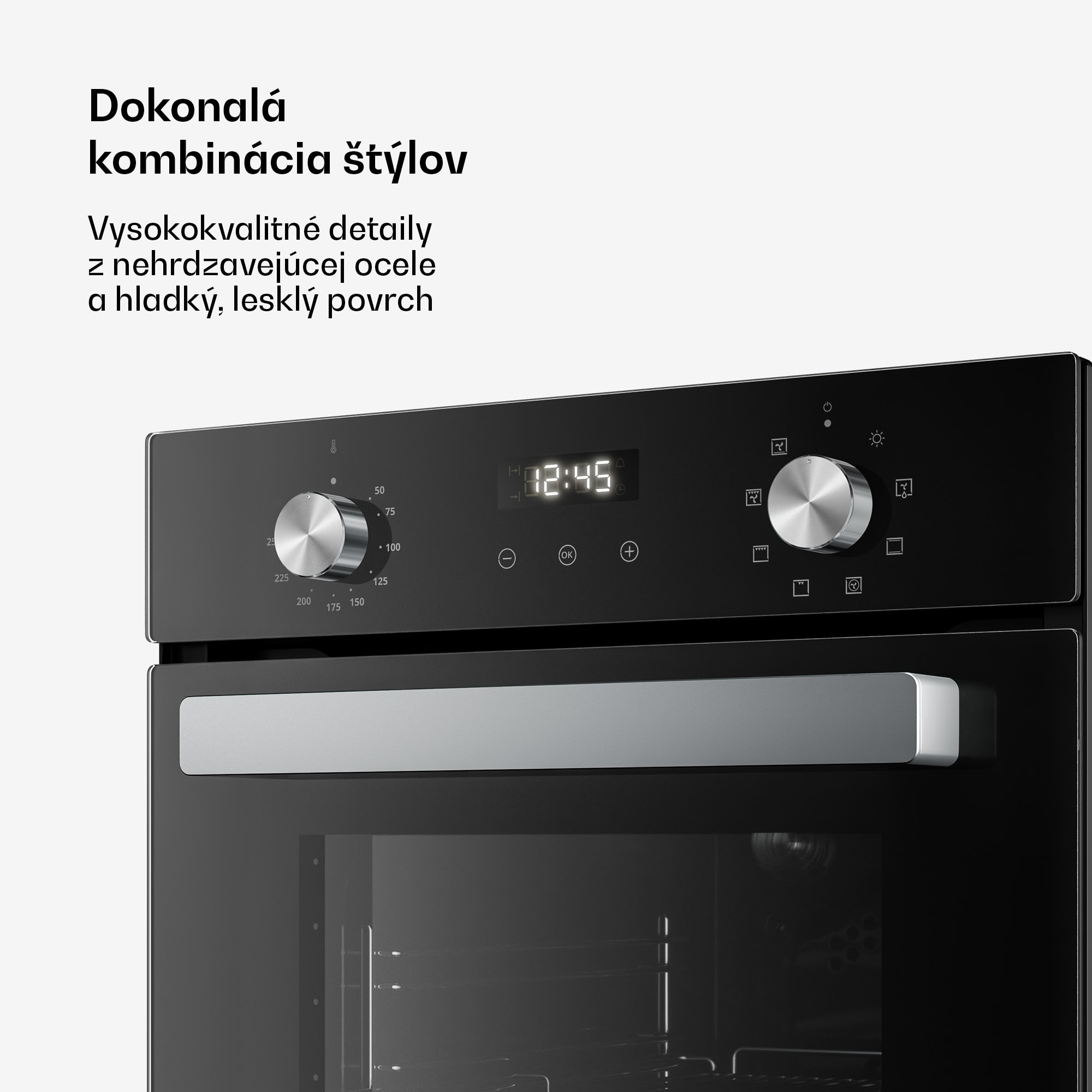 Klarstein Verosteel vstavaná rúra | 45 cm | 49 l | Energetická trieda A | 2000 W | Čierna – Obrázok 3