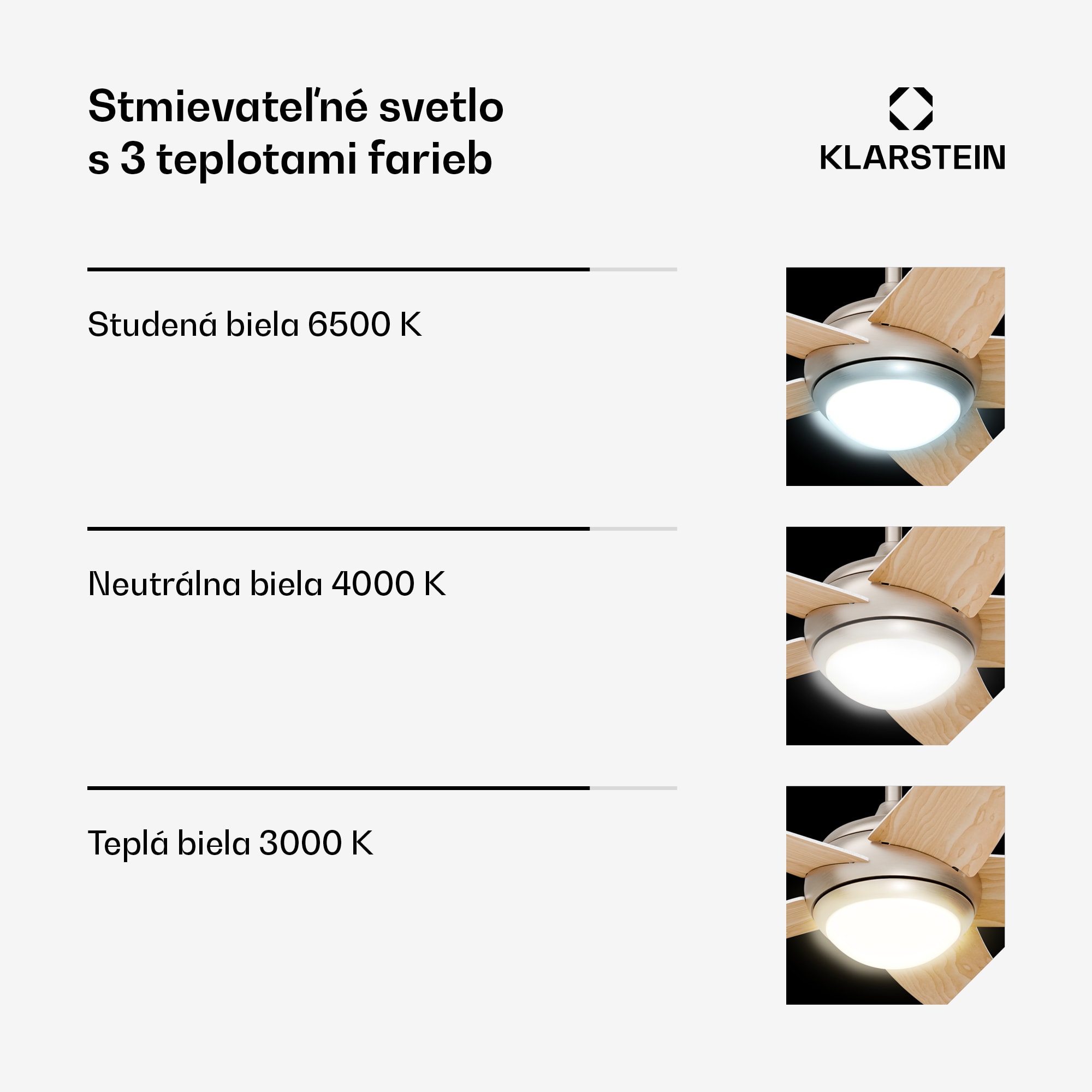 Klarstein Stropný ventilátor Bolero s osvetlením | 132 cm | 35 W | Tichý chod | Drevo – Obrázok 2