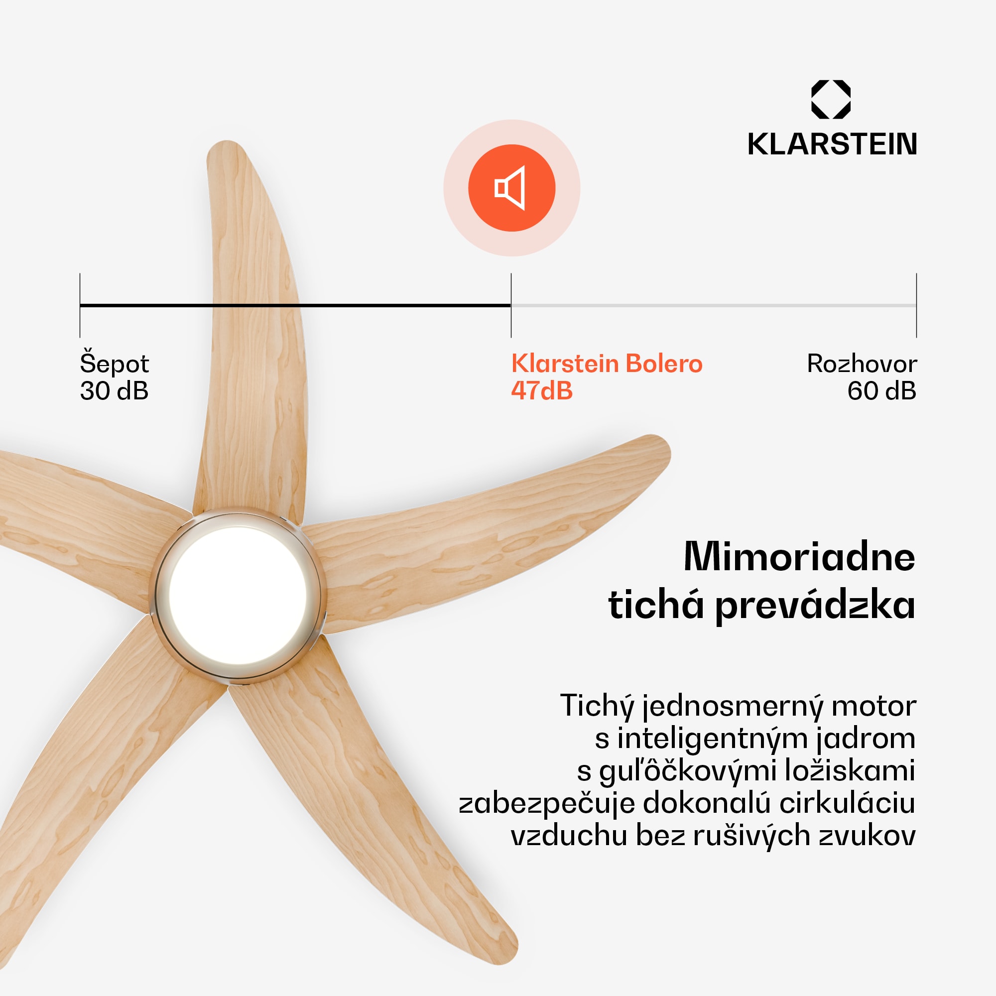 Klarstein Stropný ventilátor Bolero s osvetlením | 132 cm | 35 W | Tichý chod | Drevo – Obrázok 4