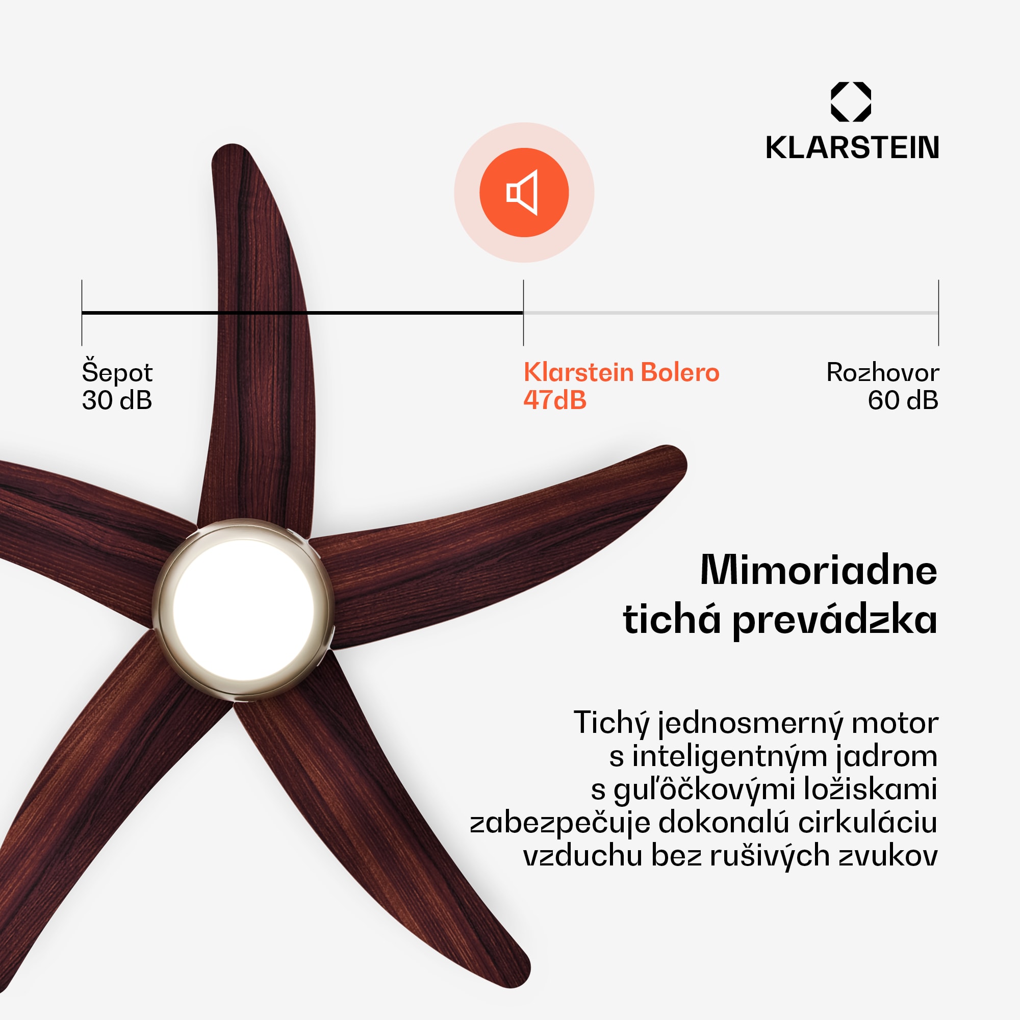 Klarstein Stropný ventilátor Bolero s osvetlením | 132 cm | 35 W | Tichý chod | Drevo – Obrázok 4