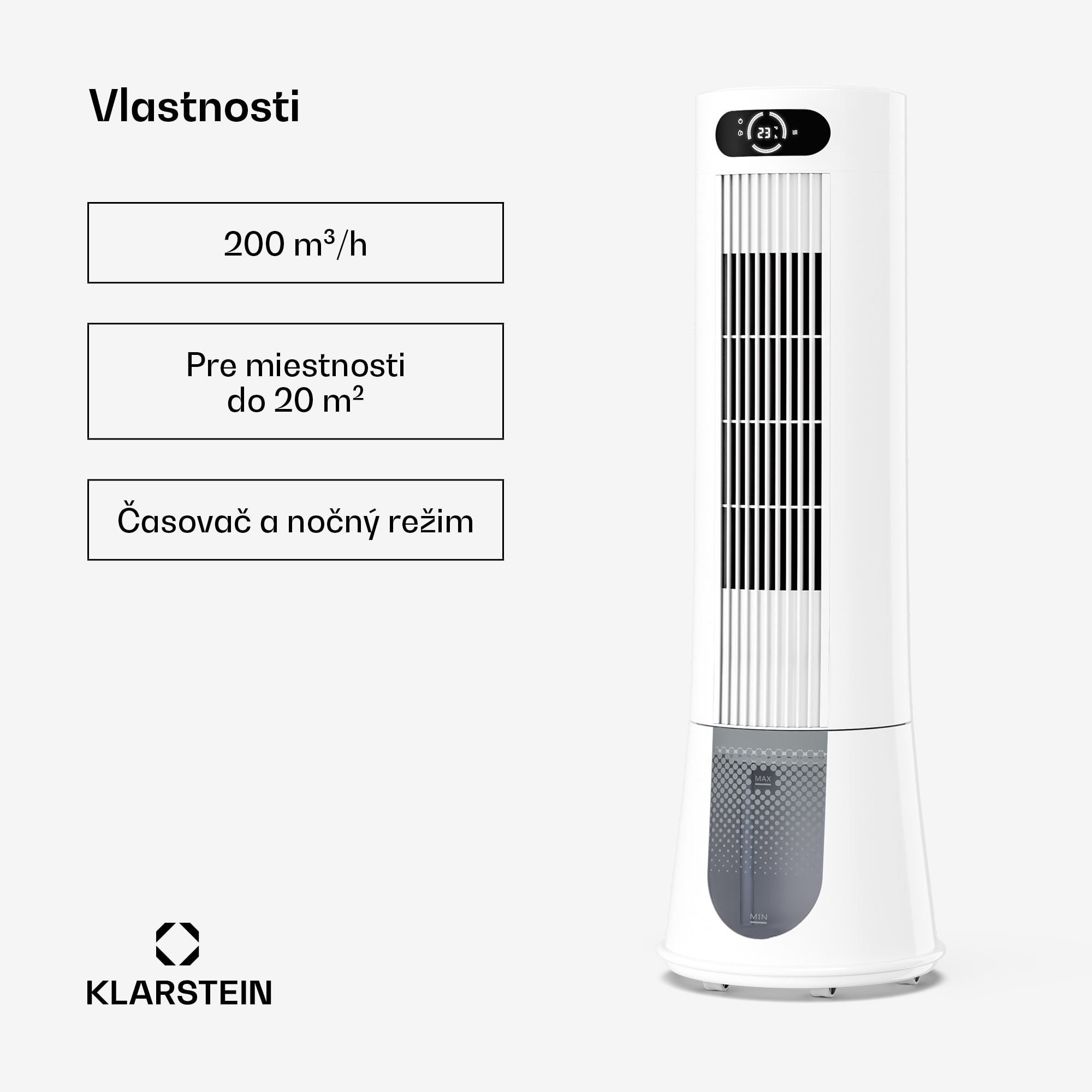 Klarstein Frost vzduchový chladič s vodným chladením | 200 m³/h | 7 l | 20 m² | 2 chladiace vložky | 4 režimy | 45 W