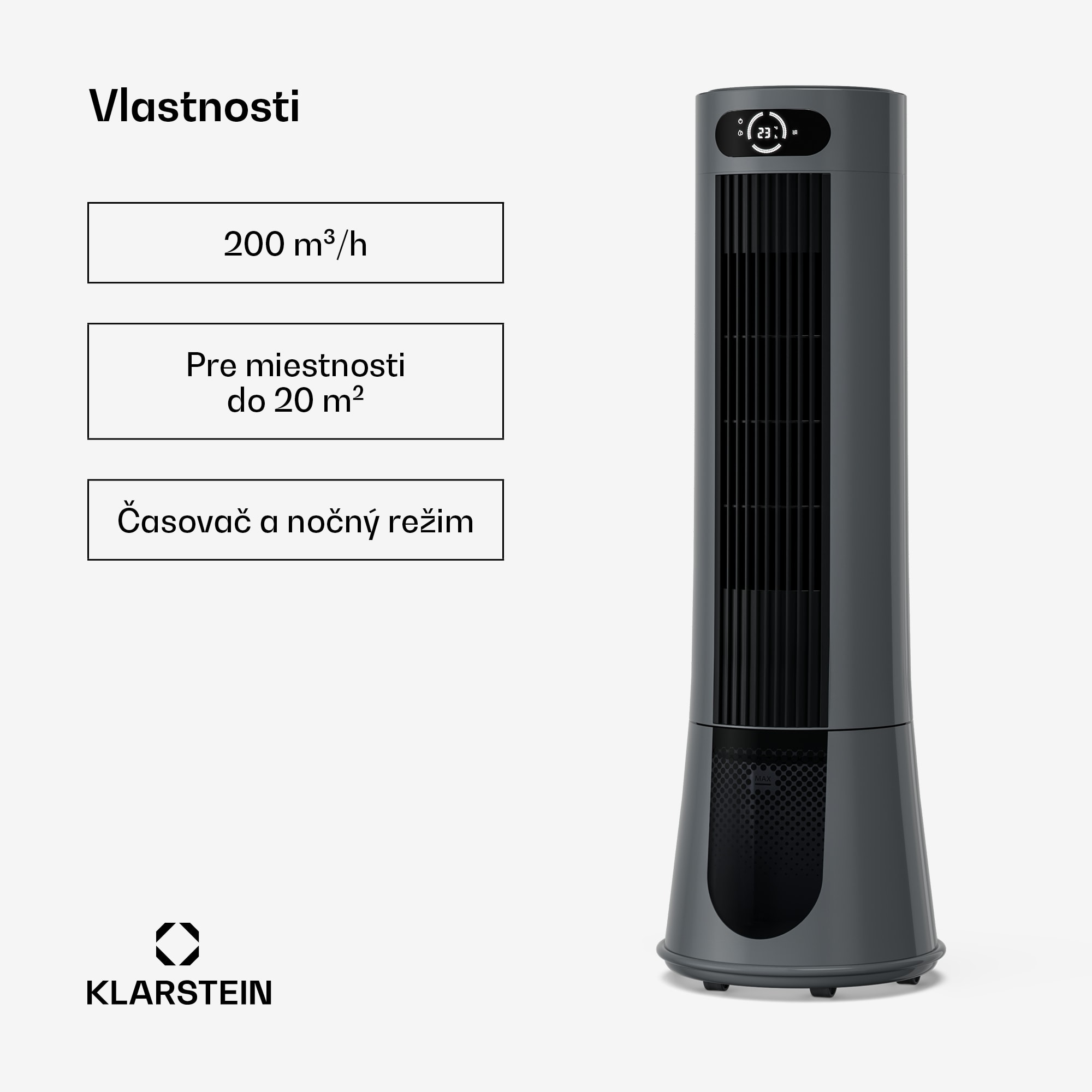 Klarstein Frost vzduchový chladič s vodným chladením | 200 m³/h | 7 l | 20 m² | 2 chladiace vložky | 4 režimy | 45 W