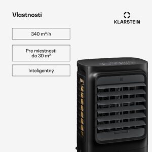 Klarstein Breezcube inteligentný chladič vzduchu s vodným chladením | 340 m³/h | 10 l | 30 m² | 3 režimy | 50 W