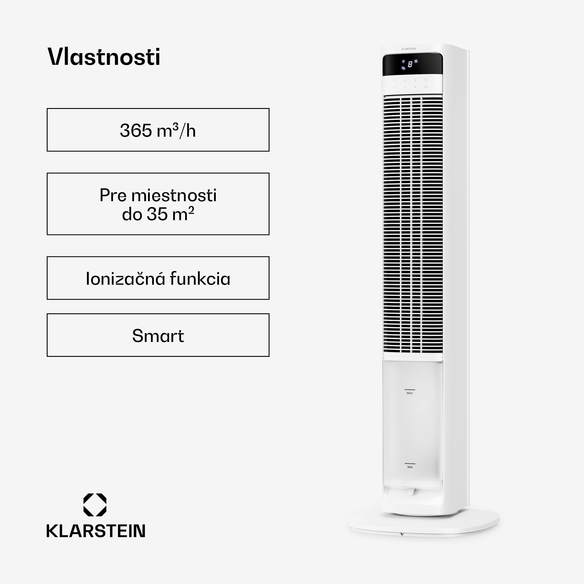 Klarstein Mistral inteligentný chladič vzduchu s vodným chladením | 365 m³/h | 4 l | 35 m² | 3 režimy | 36 W