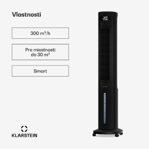 Klarstein Polar Smarter vzduchový chladič s vodným chladením | 300 m³/h | 5 l | 30 m² | 3 režimy | 75 W