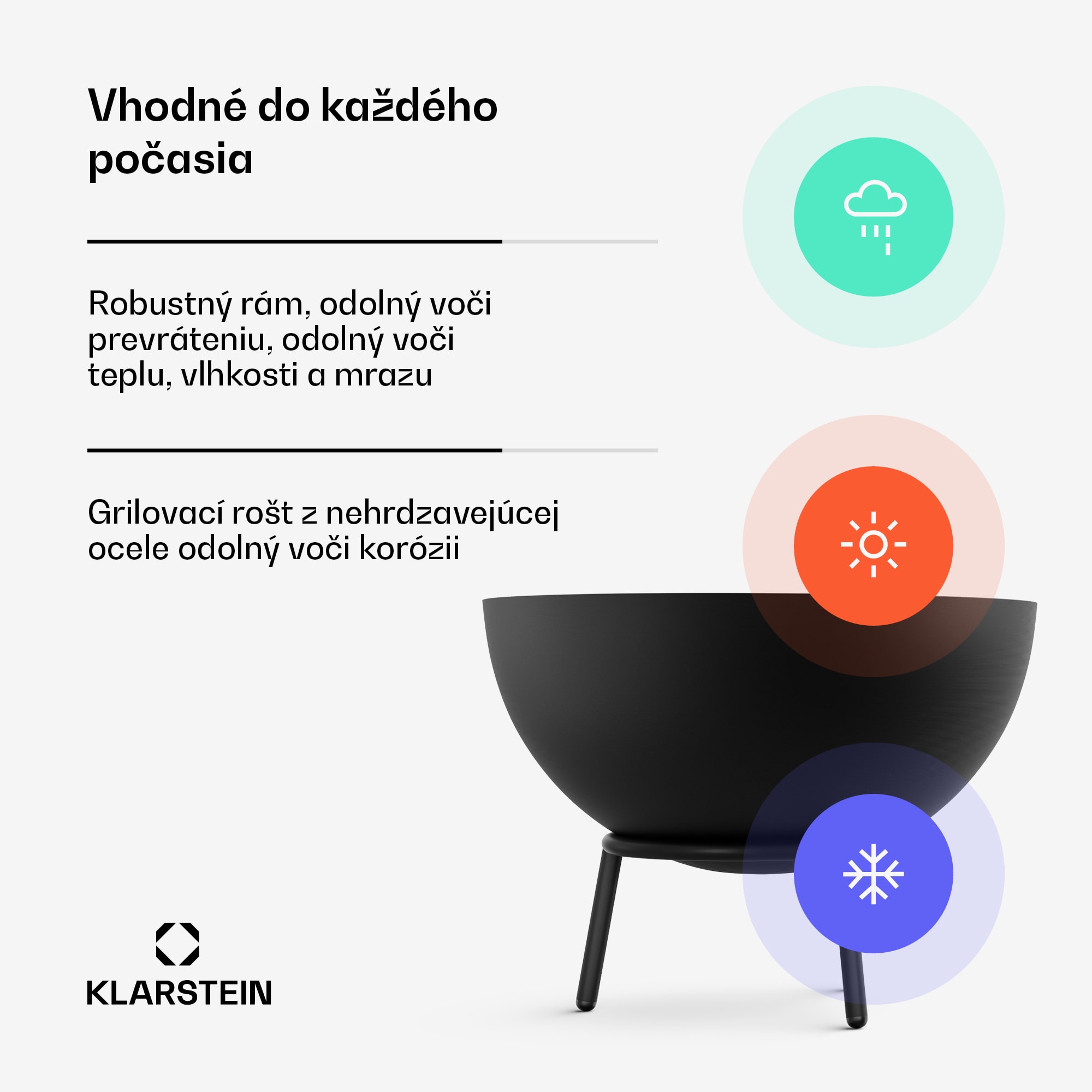 Klarstein Fireball nízka ohnisková misa | odolná proti korózii | stabilná | robustná | 66 cm | čierna – Obrázok 4
