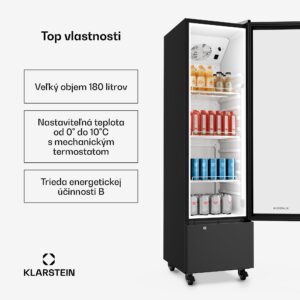 Klarstein GrandCooler Gastro chladiaci nápojový sklad | 163,5 x 43 cm | LED vnútorné osvetlenie | Čierny