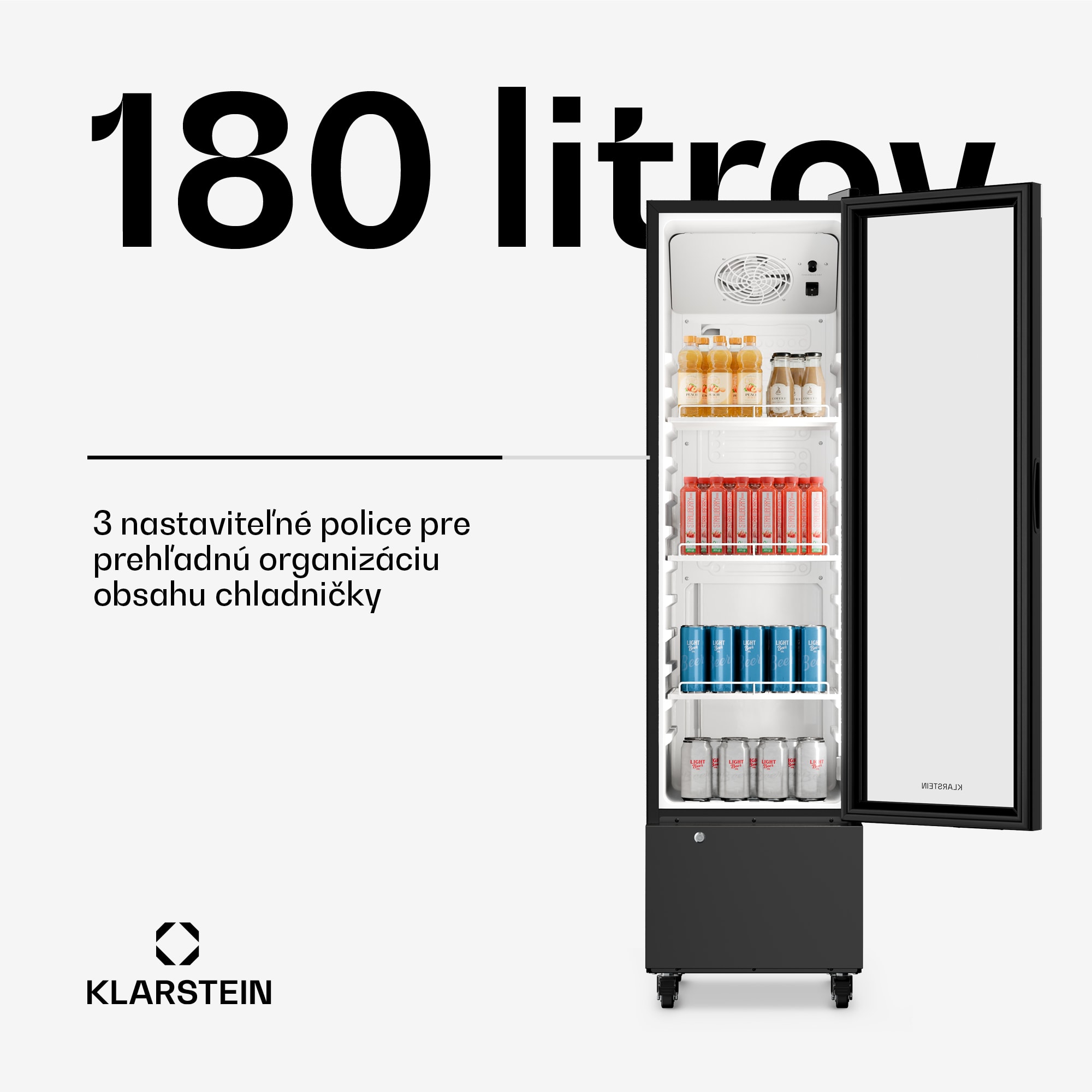 Klarstein GrandCooler Gastro chladiaci nápojový sklad | 163,5 x 43 cm | LED vnútorné osvetlenie | Čierny – Obrázok 2