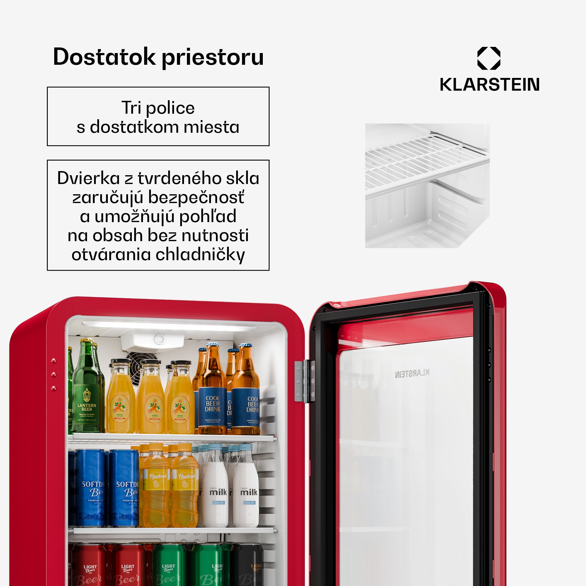 Klarstein Audrey Evo chladič nápojov | 74 x 38 cm | LED vnútorné osvetlenie | 95 W | 42 dB – Obrázok 4