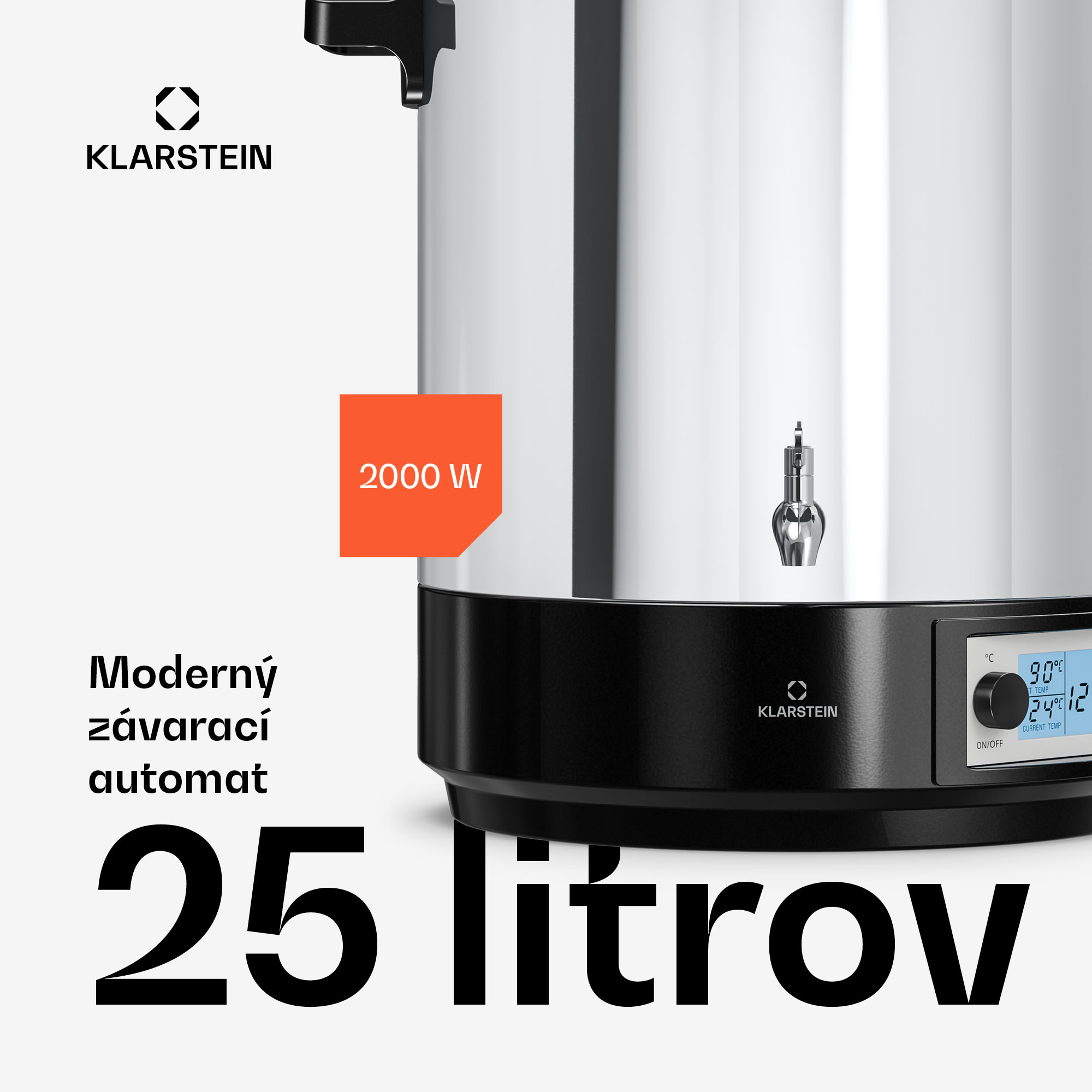 Klarstein Biggie zavárací a punčový automat | 25 litrov | 30-100 °C | 2000 W | Nerezová oceľ