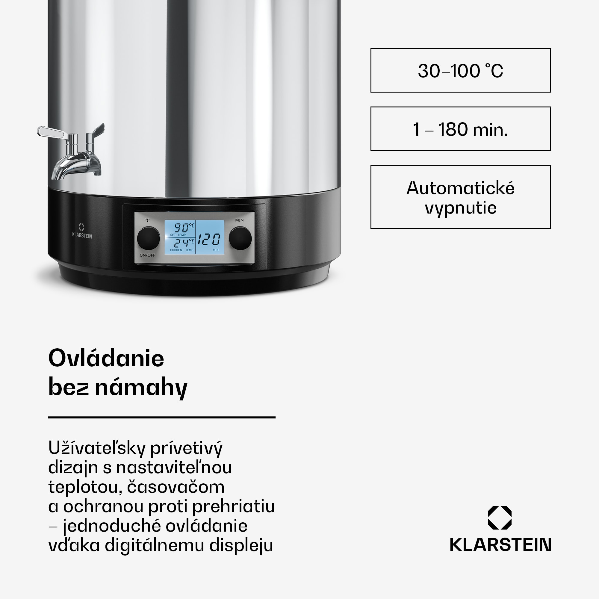Klarstein Biggie zavárací a punčový automat | 25 litrov | 30-100 °C | 2000 W | Nerezová oceľ – Obrázok 4