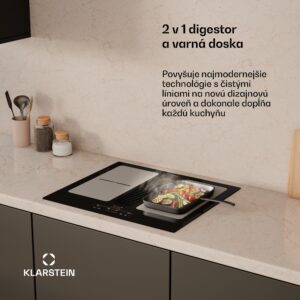 Klarstein Full House indukčná varná doska s odsávačom pár | 4 varné zóny | 7335 W | 530,1 m³/h | 60 cm