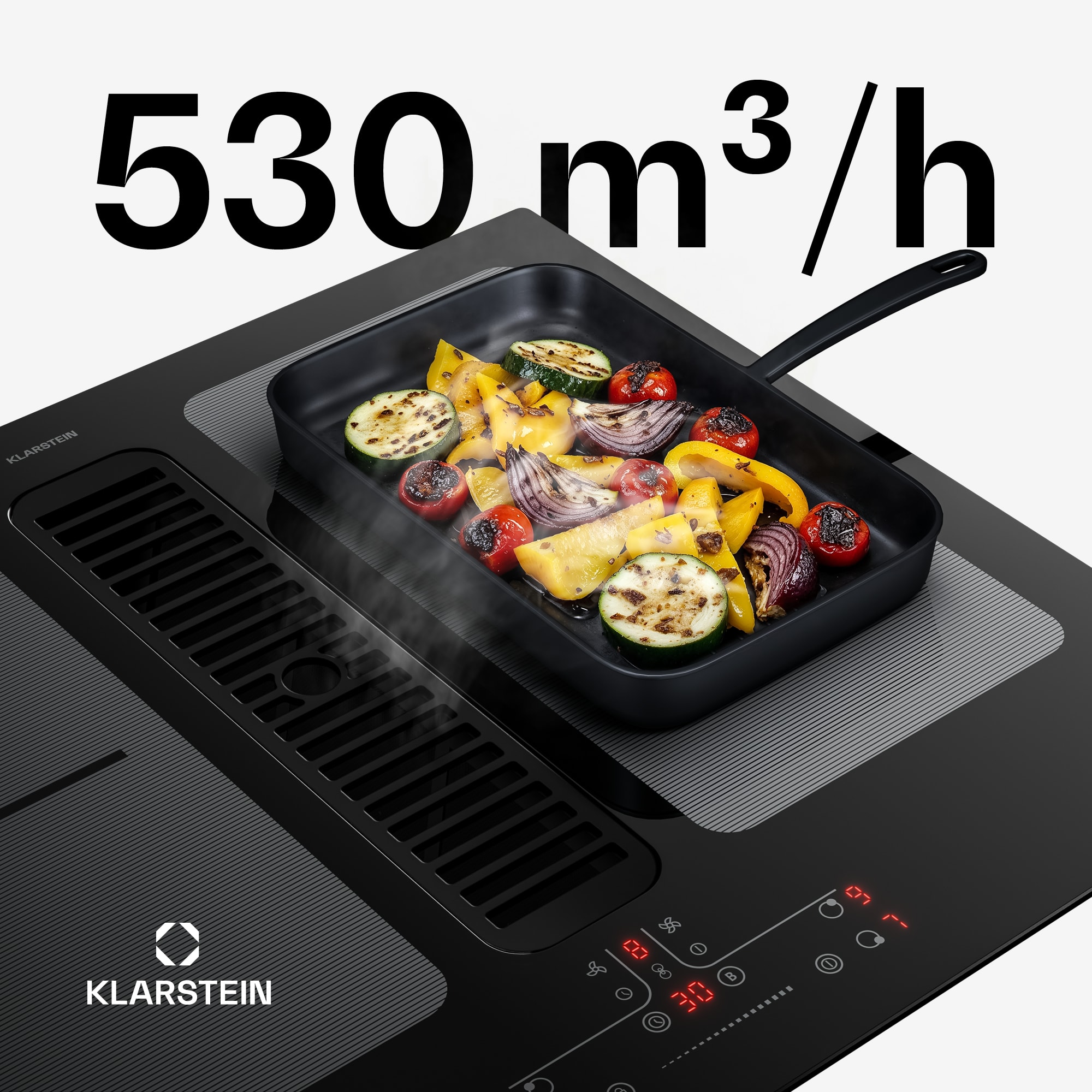 Klarstein Full House indukčná varná doska s odsávačom pár | 4 varné zóny | 7335 W | 530,1 m³/h | 60 cm – Obrázok 3