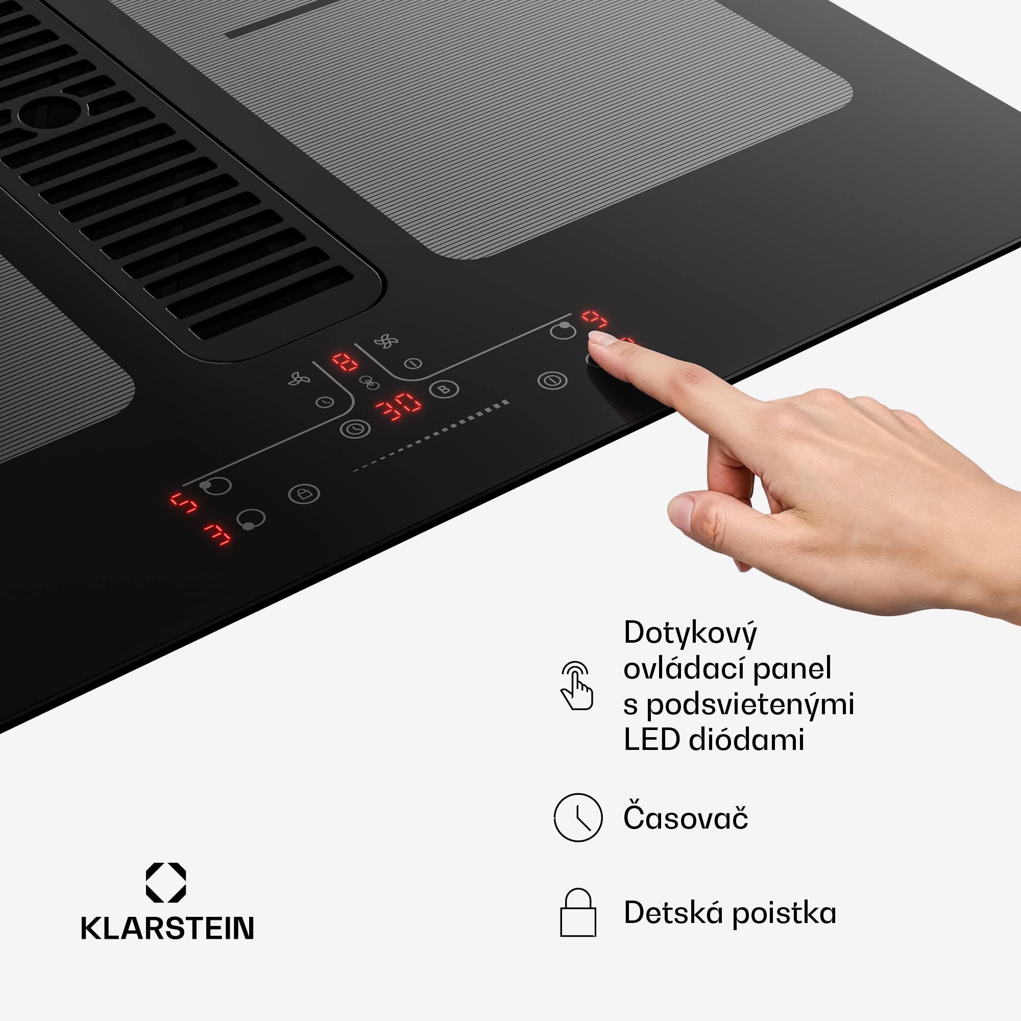 Klarstein Full House indukčná varná doska s odsávačom pár | 4 varné zóny | 7335 W | 530,1 m³/h | 60 cm – Obrázok 4