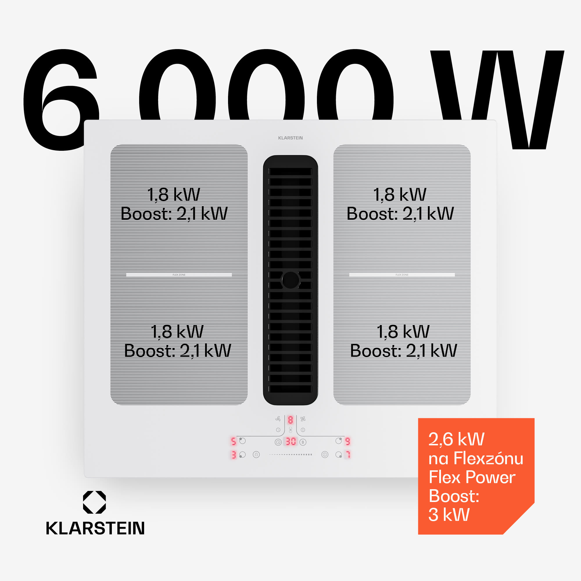Klarstein Full House indukčná varná doska s digestorom | 4 varné zóny | 7335 W | 530,1 m³/h | 60 cm – Obrázok 2