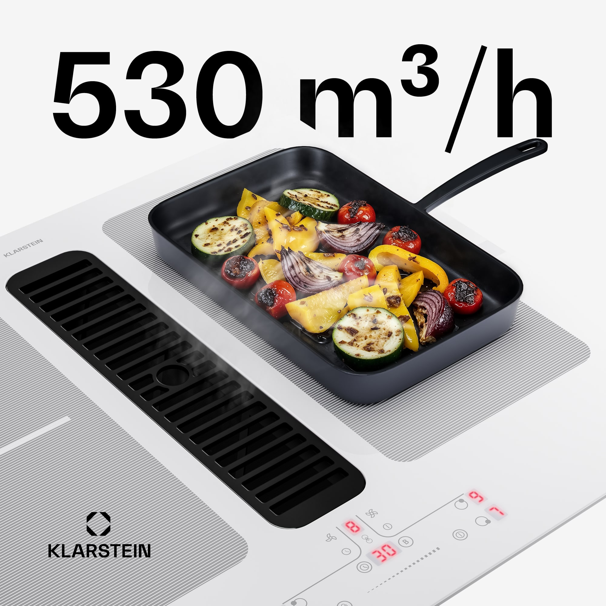 Klarstein Full House indukčná varná doska s digestorom | 4 varné zóny | 7335 W | 530,1 m³/h | 60 cm – Obrázok 3
