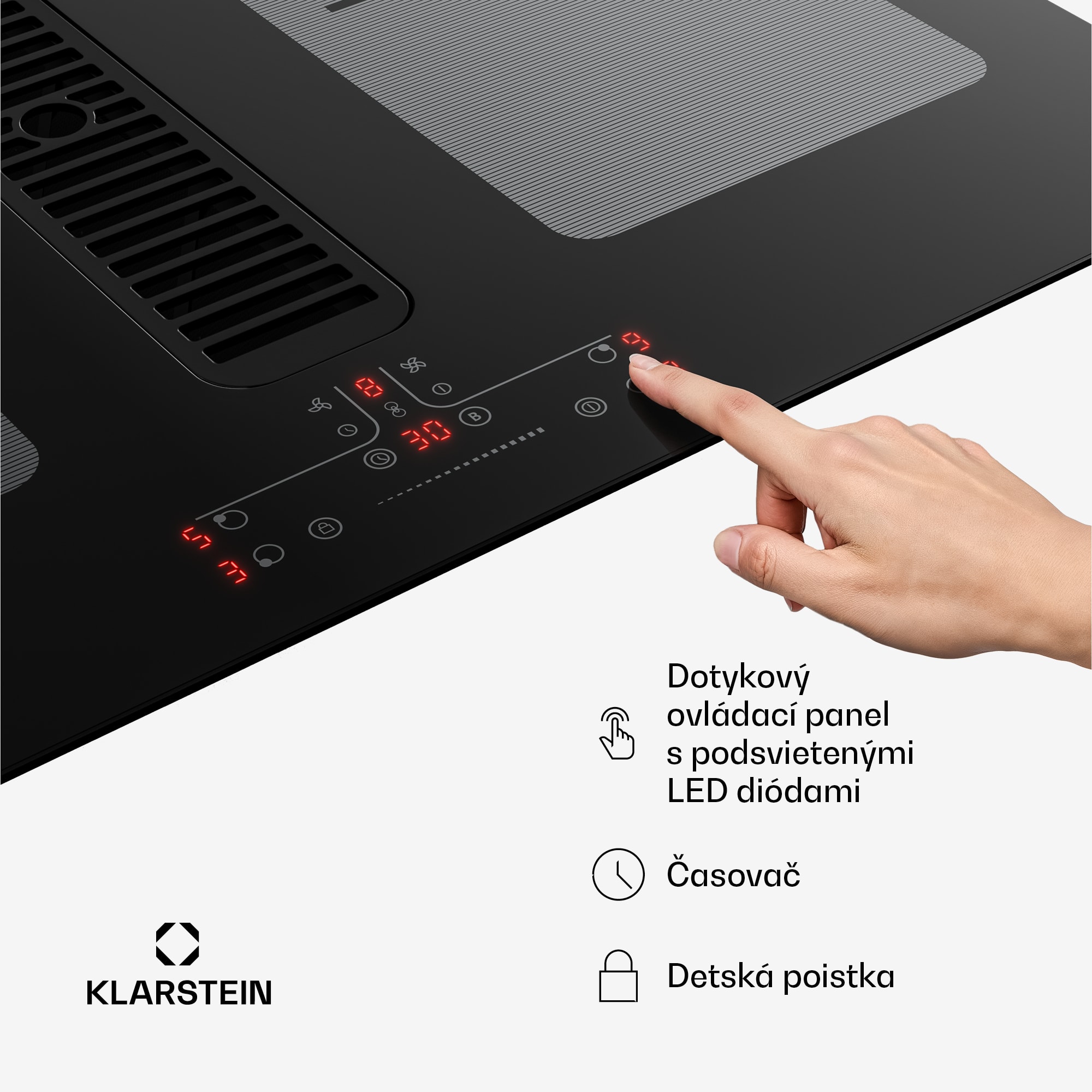 Klarstein Full House indukčná varná doska s odsávačom pár | 4 varné zóny | 7335 W | 530,1 m³/h | 70 cm – Obrázok 4