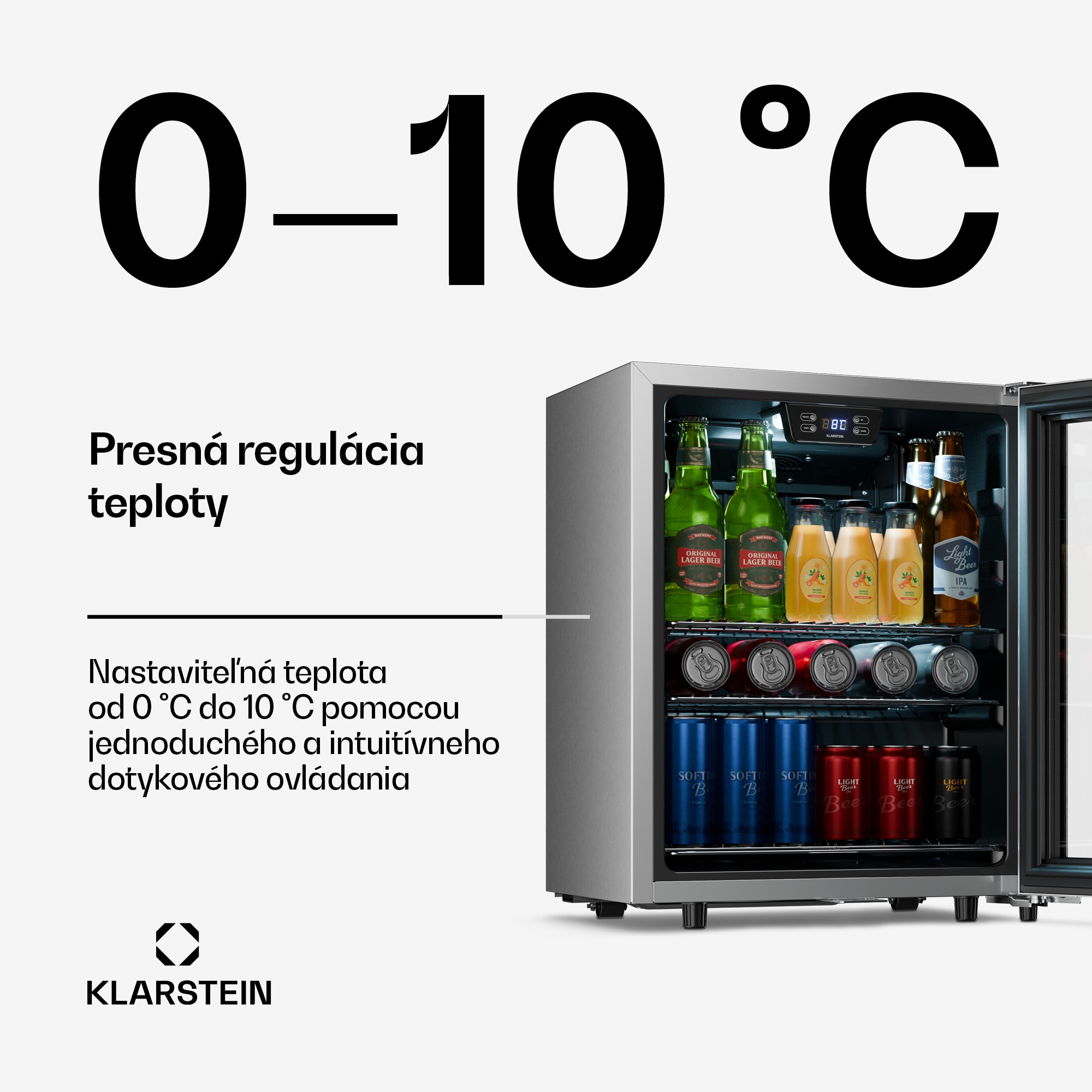 Klarstein LuxeChill 64cm 60L vonkajšia chladiaca skrinka na nápoje, strieborná, sklenené dvere, A – Obrázok 3