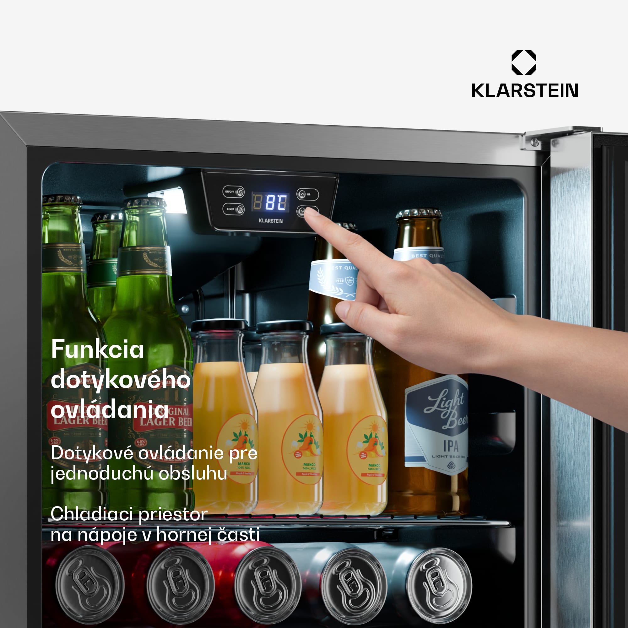 Klarstein LuxeChill 64cm 60L vonkajšia chladiaca skrinka na nápoje, strieborná, sklenené dvere, A – Obrázok 4