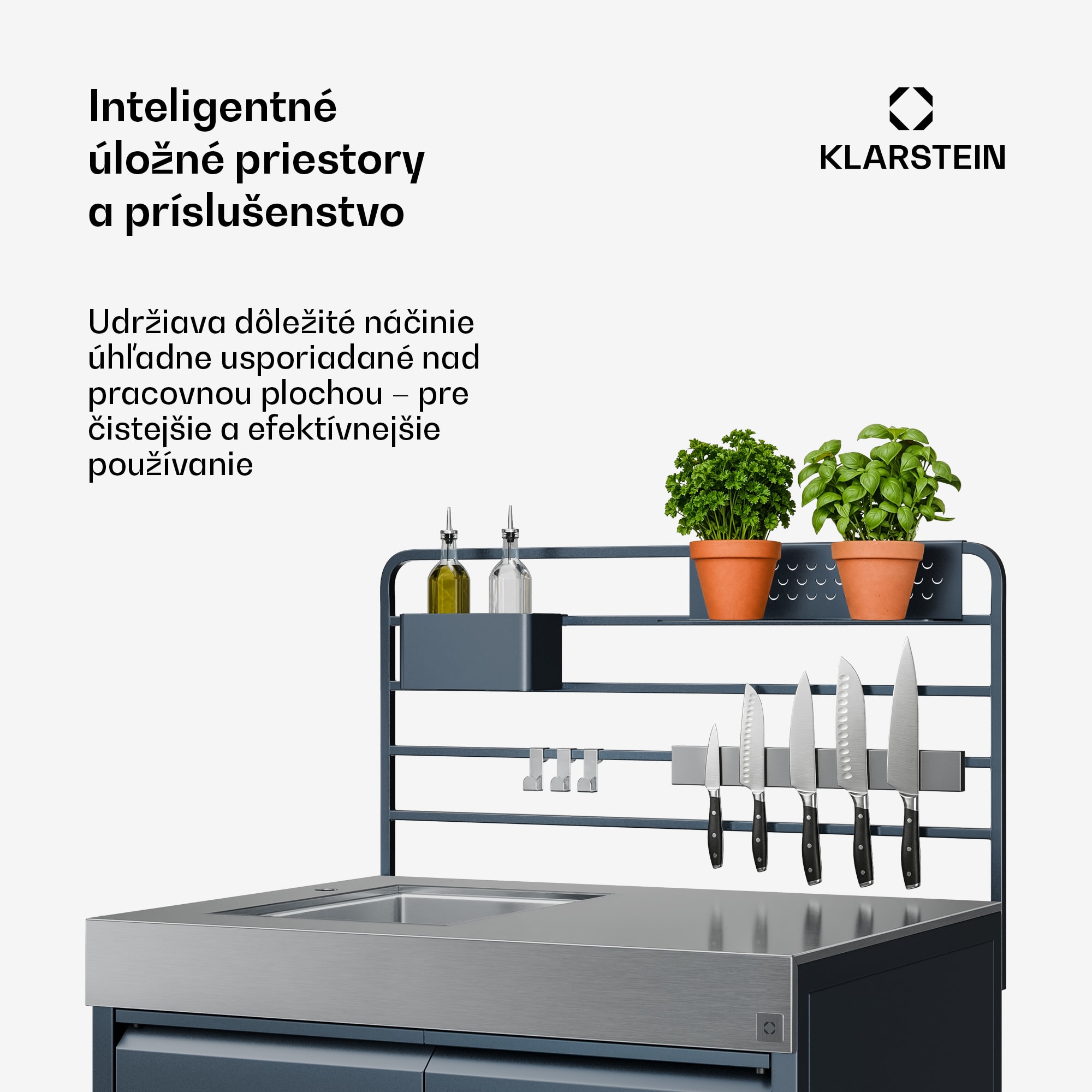 Klarstein WaldChef Outdoor kuchyňa | Drez so spodnou skrinkou | Nerezový drez | Odolný voči poveternostným vplyvom | 90 x 135 cm – Obrázok 4