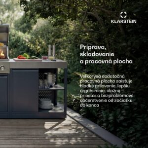 Klarstein WaldChef Outdoor kuchyňa | Kuchynská skrinka | Nerezová pracovná doska | Odolná voči poveternostným vplyvom | 90 x 90 cm