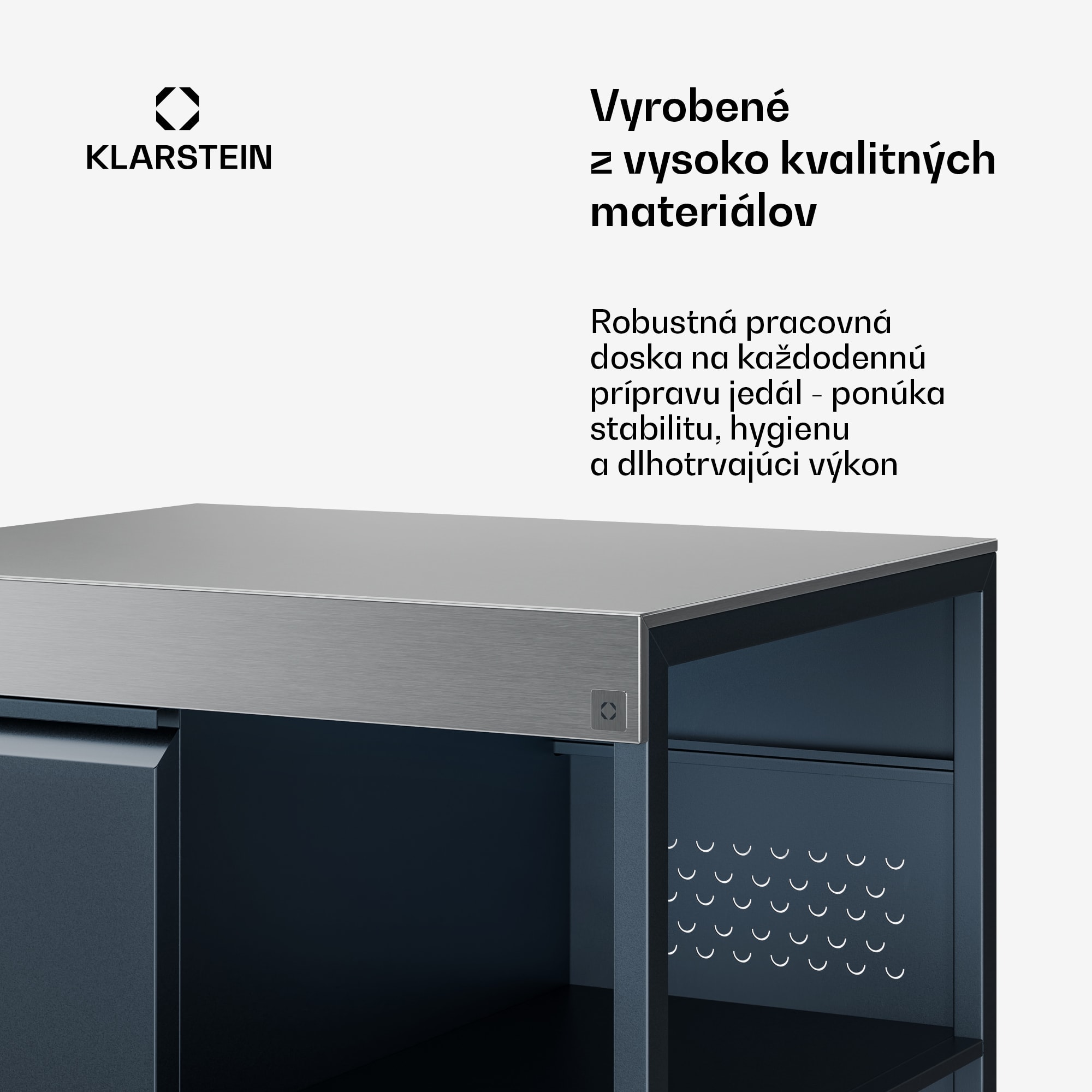 Klarstein WaldChef Outdoor kuchyňa | Kuchynská skrinka | Nerezová pracovná doska | Odolná voči poveternostným vplyvom | 90 x 90 cm – Obrázok 2