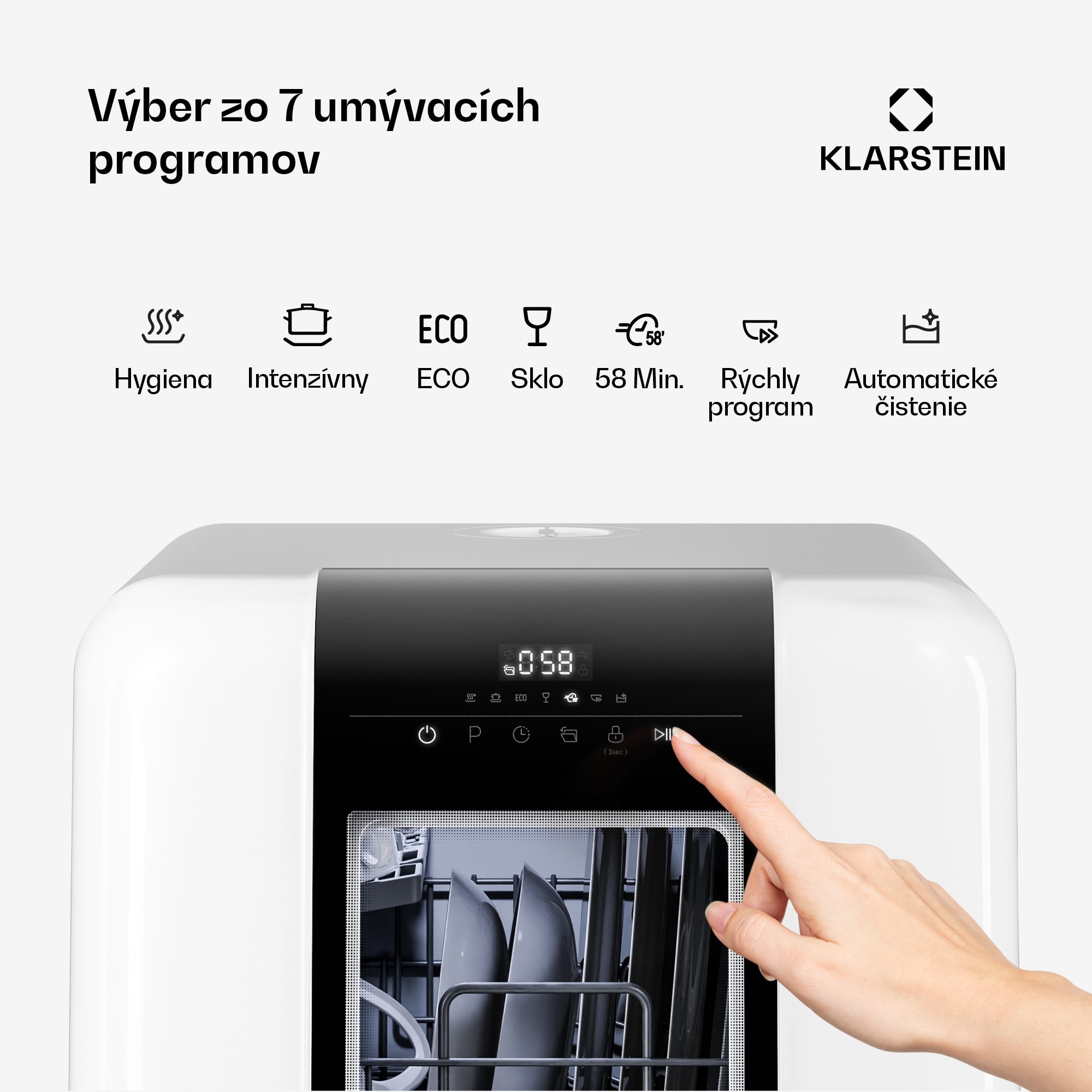 Klarstein Melville stolný umývačka riadu | 7 programov | Aqua-Stop technológia | 860 W | 42 cm – Obrázok 3